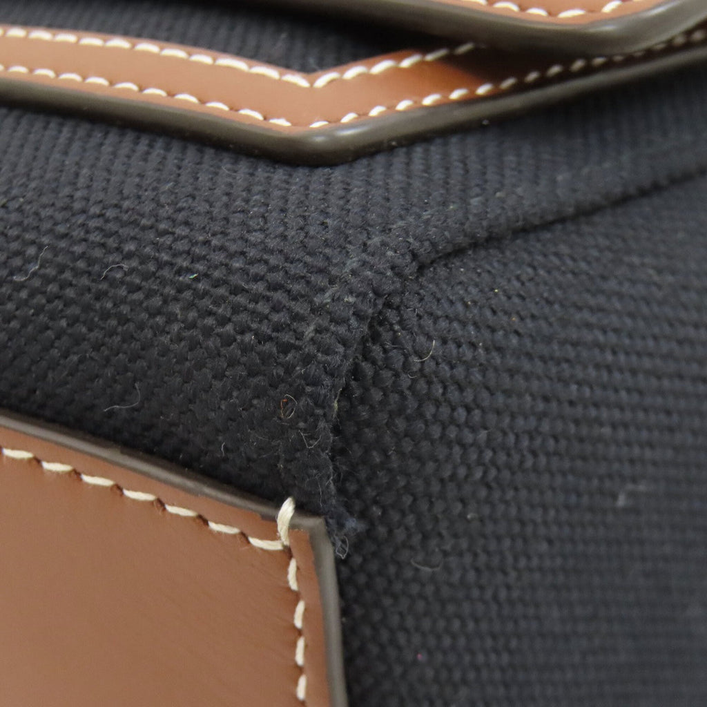 Burberry Black Brown Canvas Leather Shoulder Bag