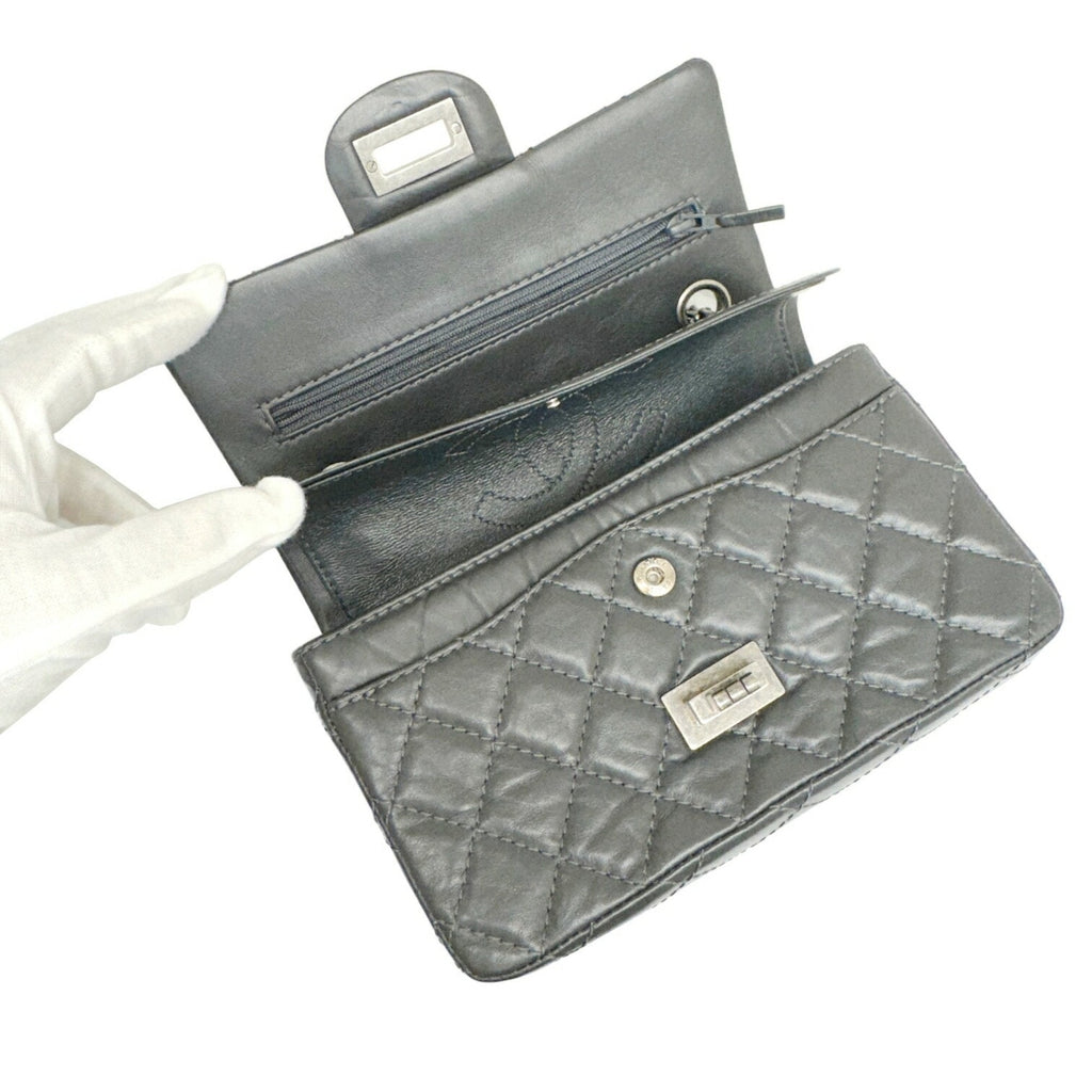 Chanel Dark Gray Leather Shoulder Bag