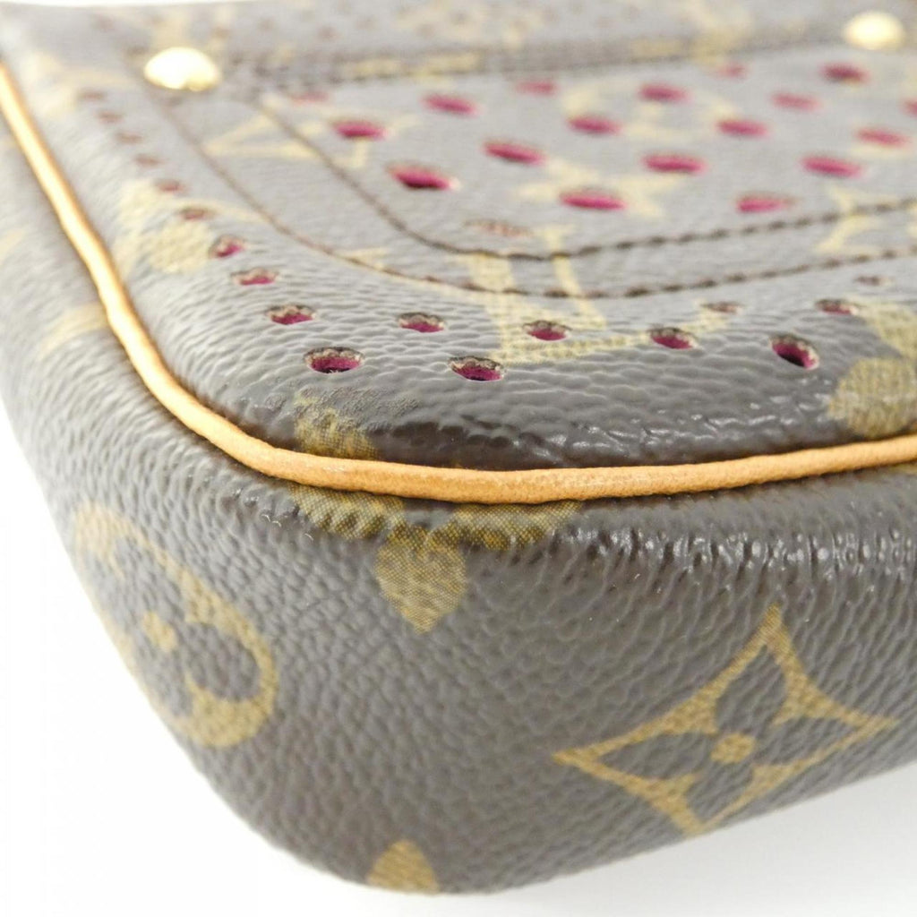 Louis Vuitton Monogram Perfo Fuchsia Marron Coated Canvas Pochette Pouch