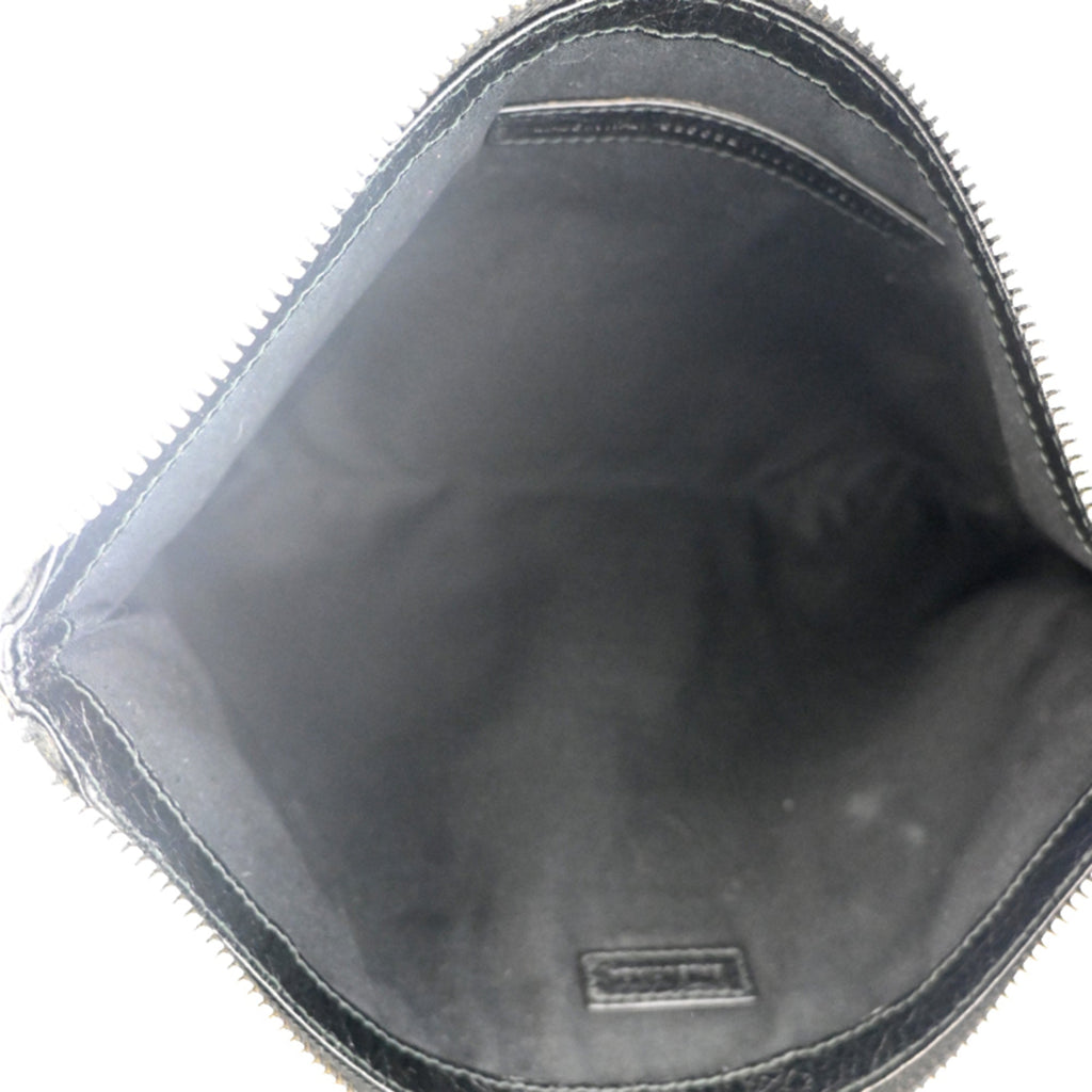 Balenciaga Black White Leather Clutch