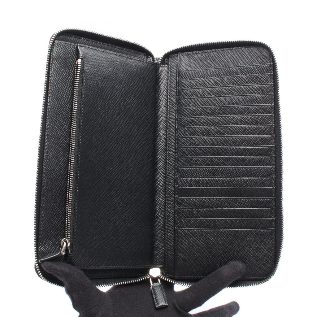 Prada Black Leather Long Wallet (Bi-Fold)