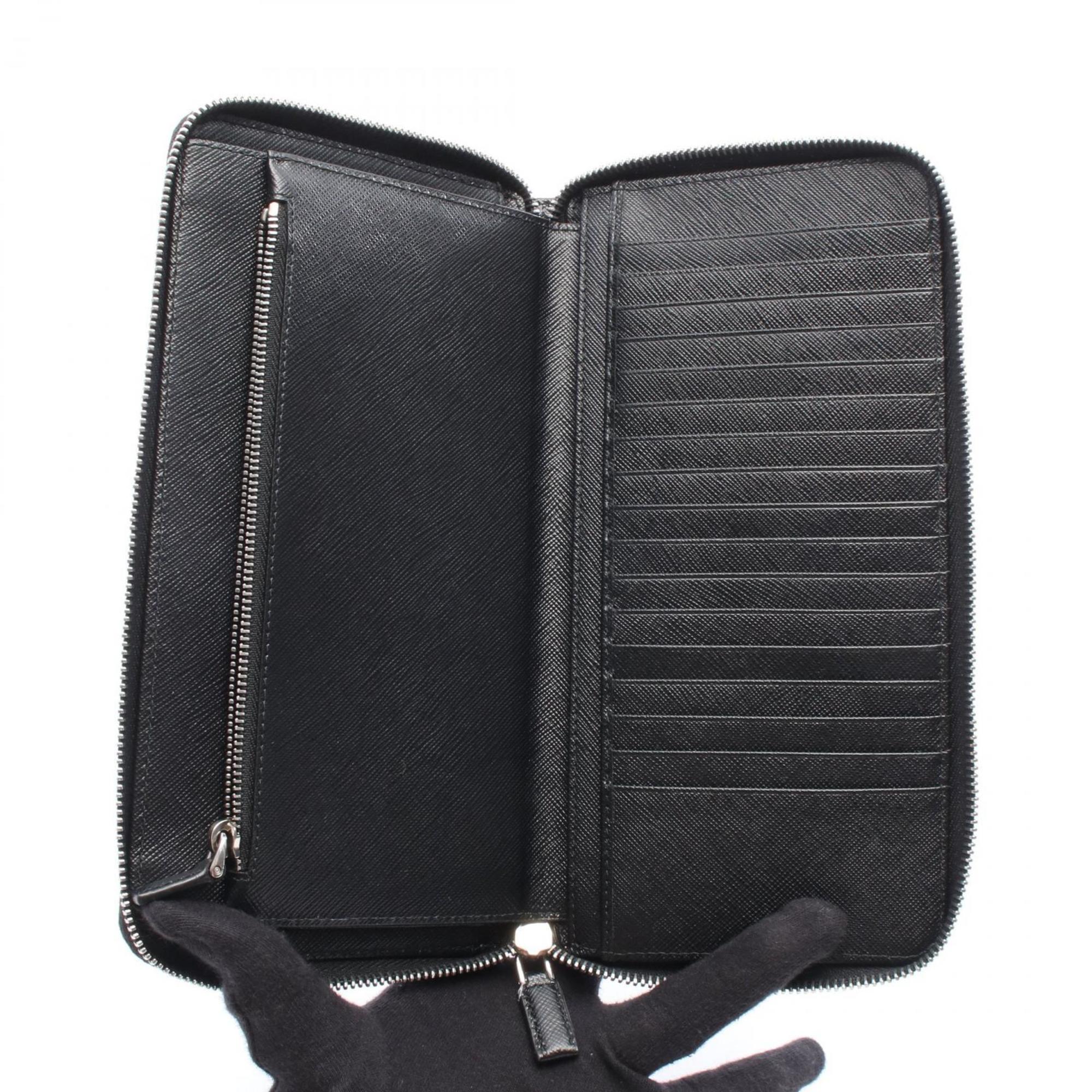 Prada Black Leather Long Wallet (Bi-Fold)