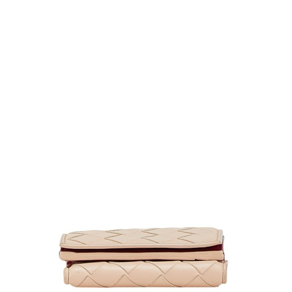 Bottega Veneta Beige Pink Leather Wallet (Tri-Fold)