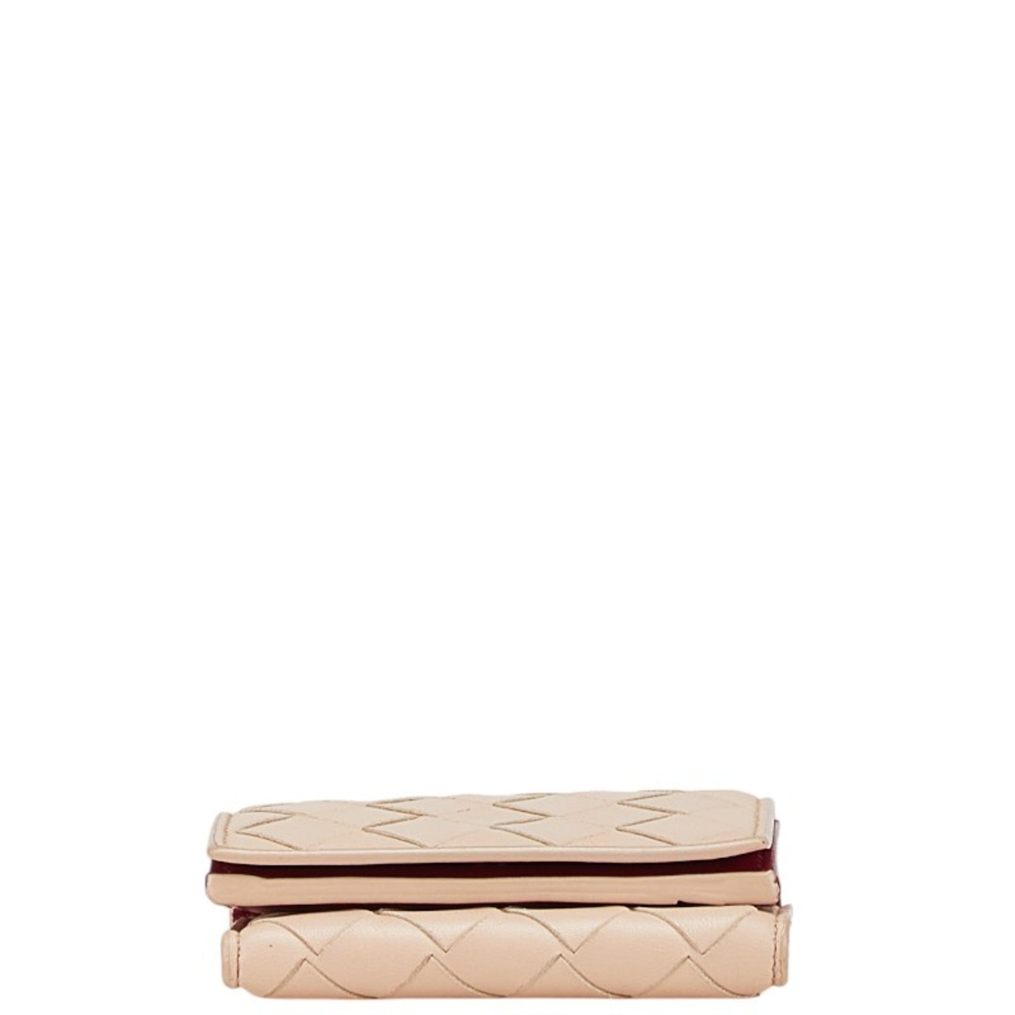 Bottega Veneta Beige Pink Leather Wallet (Tri-Fold)