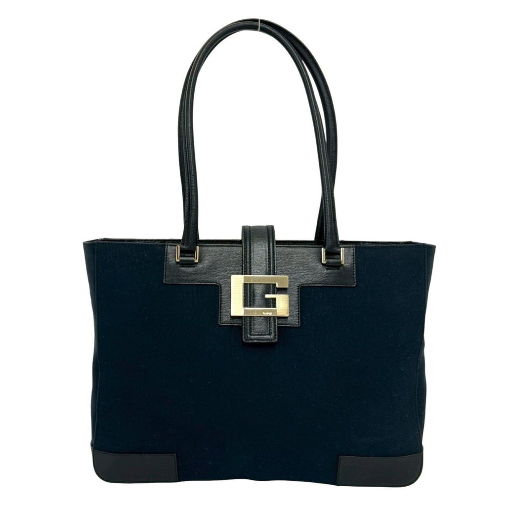 Gucci Black Canvas Leather Handbag Shoulder Bag Tote Bag (Pre-Owned)