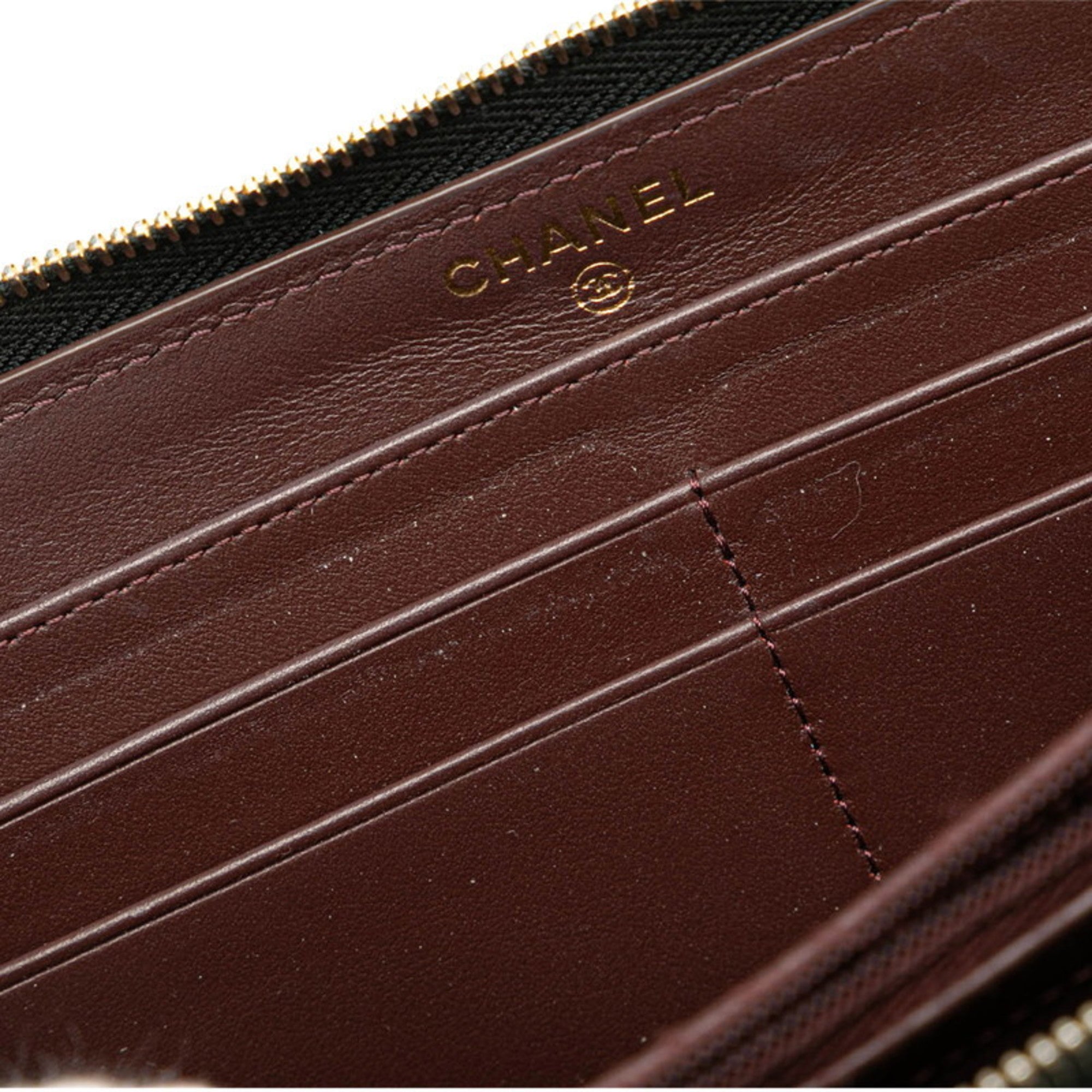Chanel Black Grained Calfskin Long Wallet (Bi-Fold)