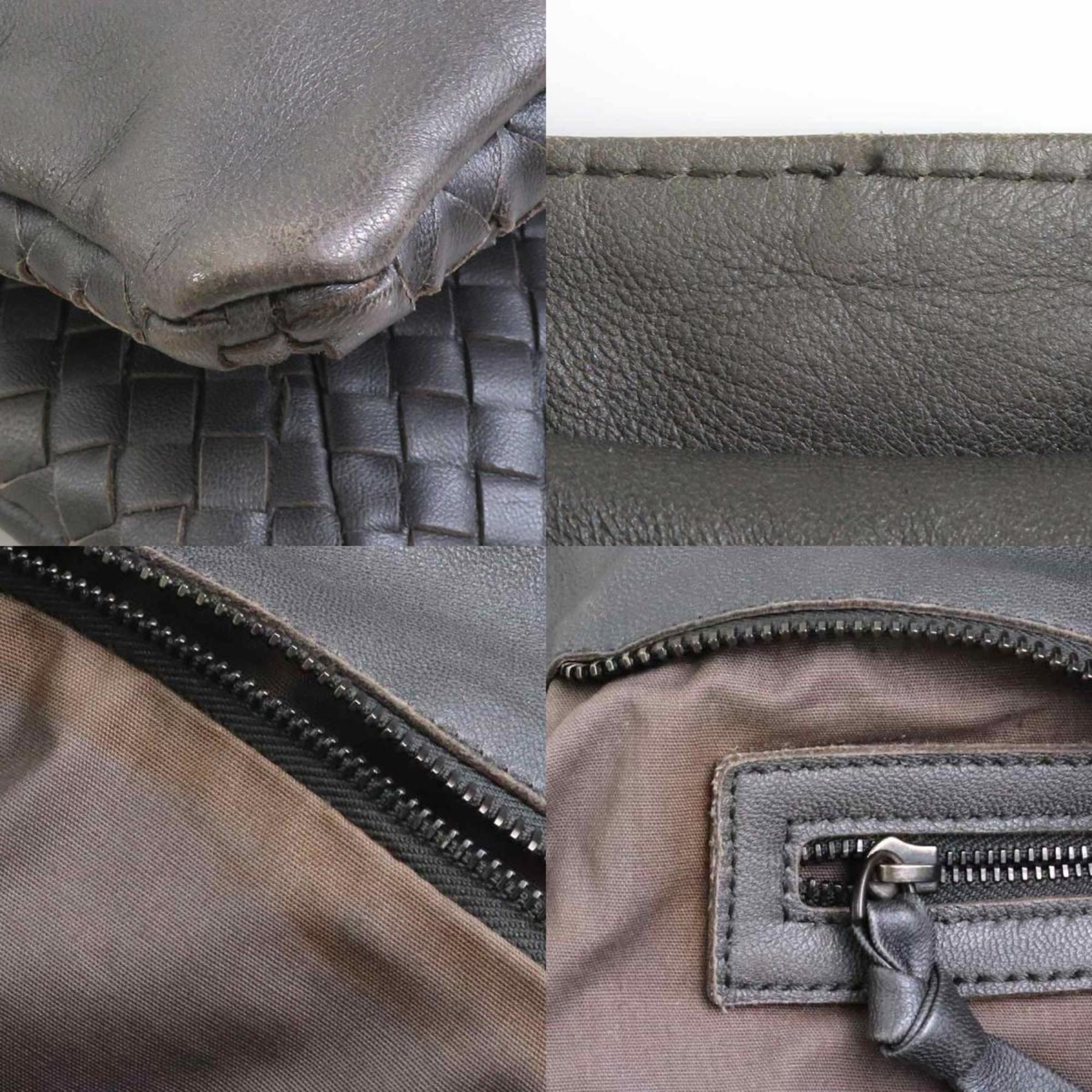 Bottega Veneta Black Gray Leather Shoulder Bag