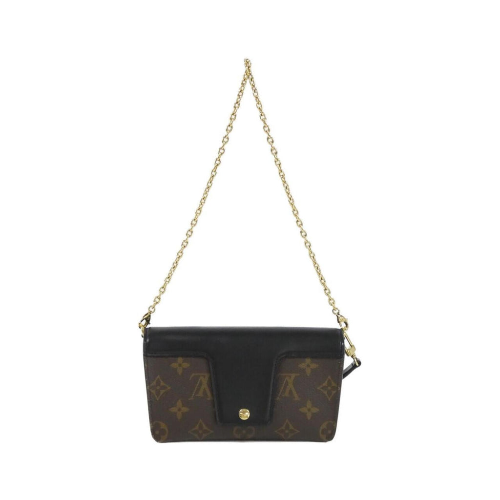 Louis Vuitton Black Brown Coated Canvas Leather Shoulder Bag