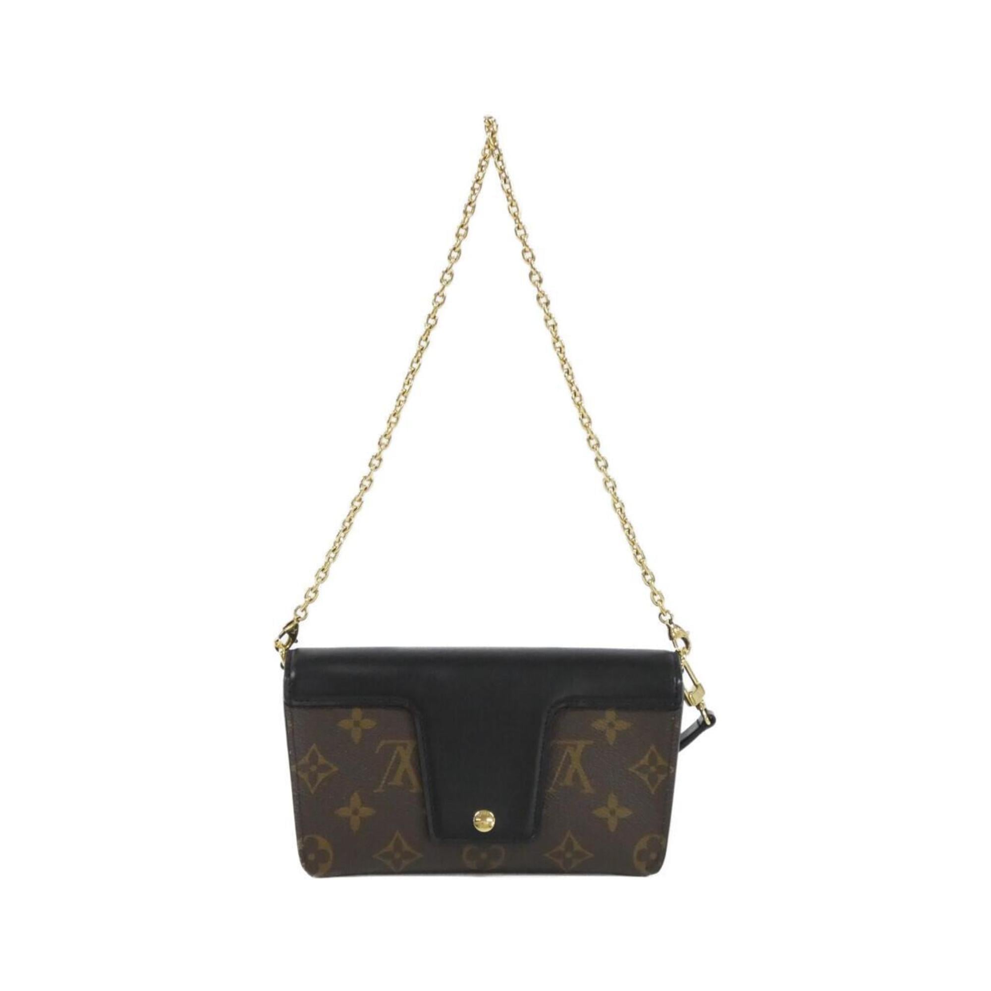 Louis Vuitton Black Brown Coated Canvas Leather Shoulder Bag