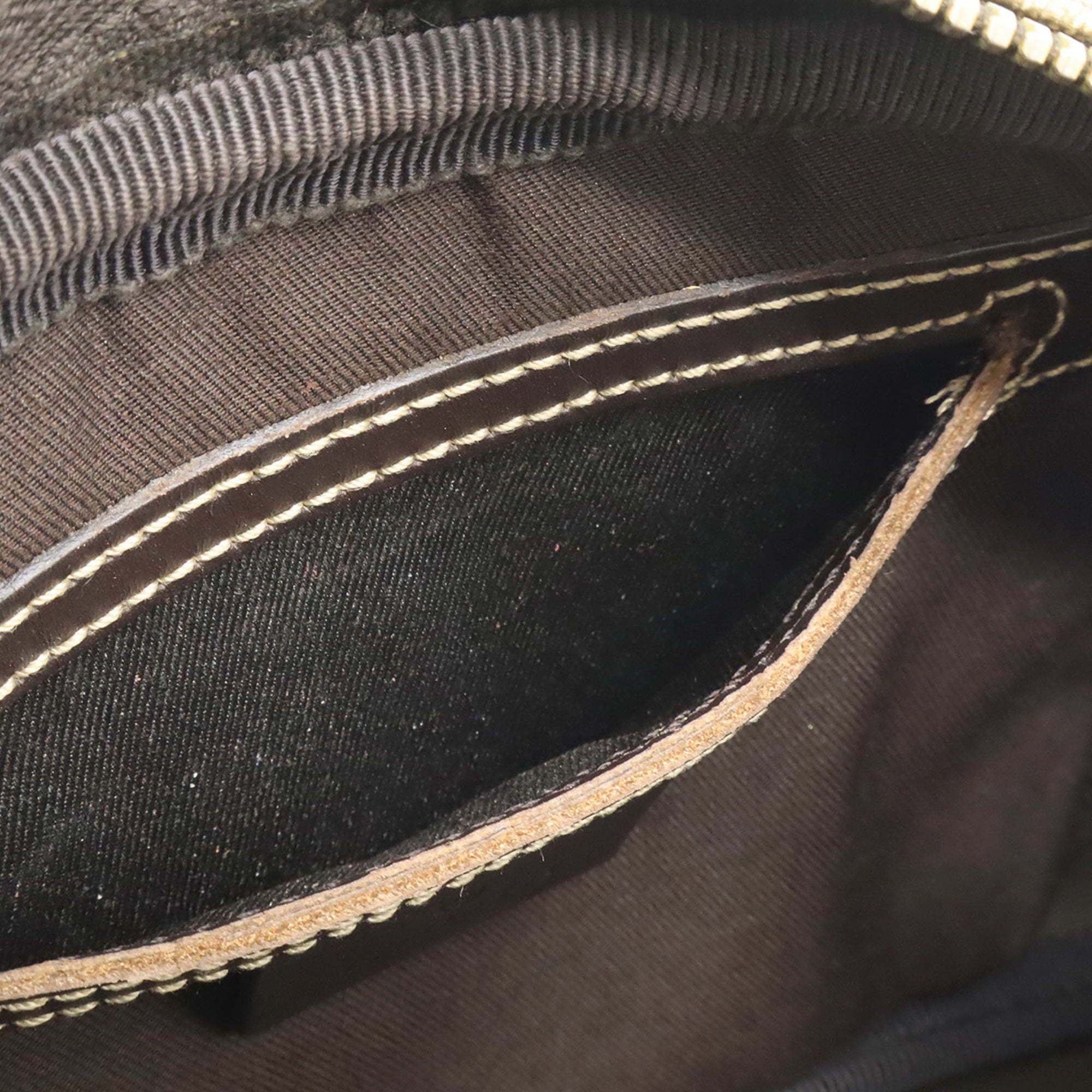 Gucci Beige Dark Brown Khaki Gg Supreme Canvas Leather Pochette Shoulder Bag (Pre-Owned)
