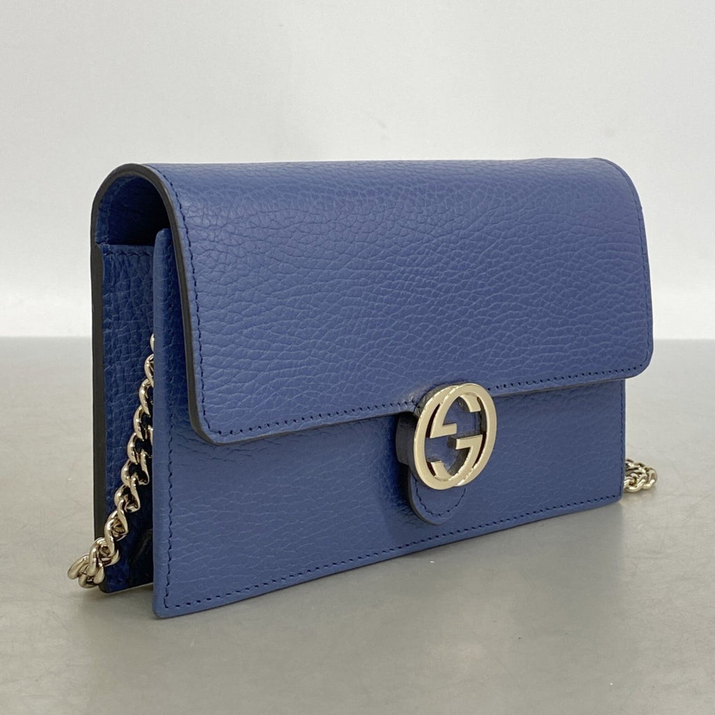 Gucci Blue Leather Chain/Shoulder Wallet (Pre-Owned)