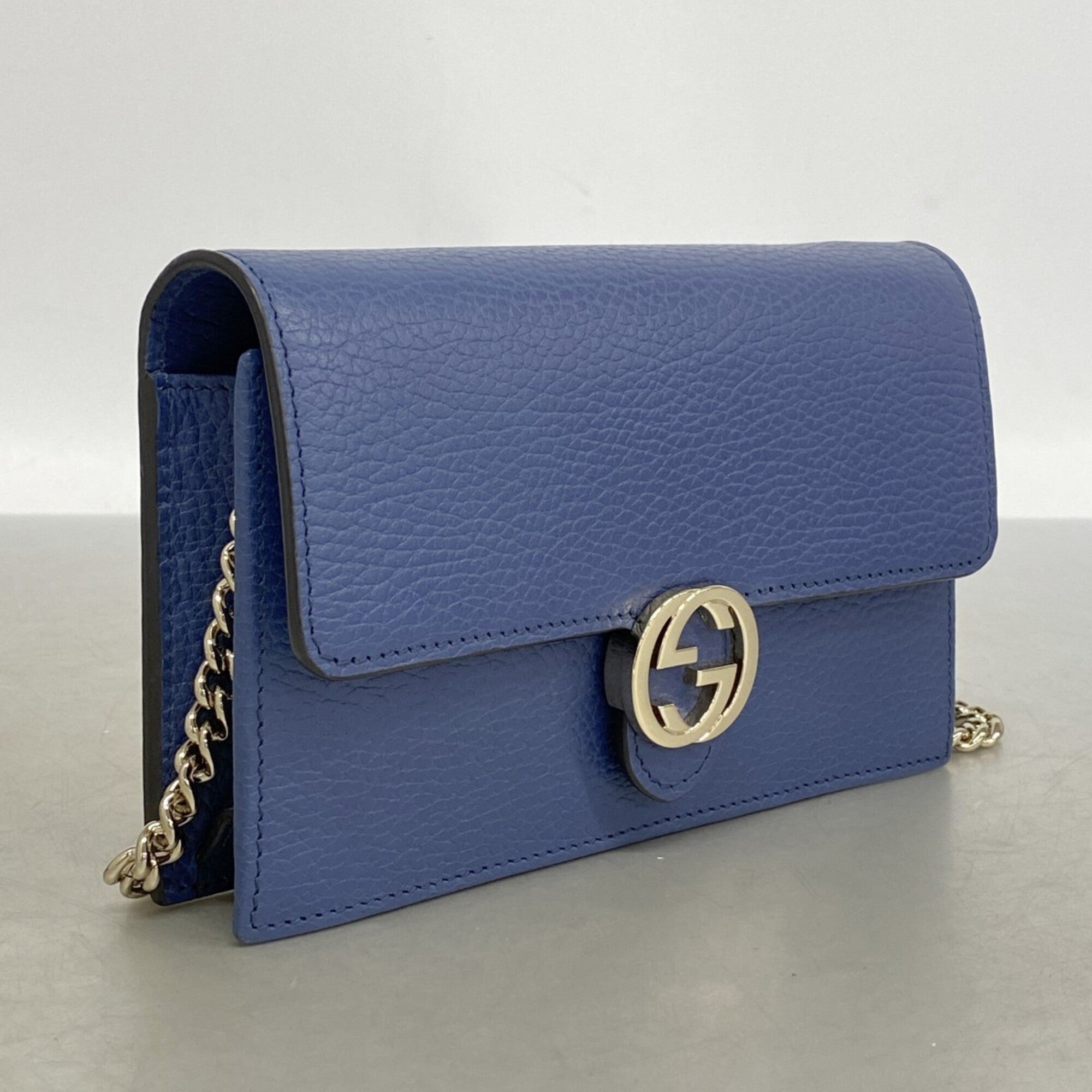 Gucci Blue Leather Chain/Shoulder Wallet (Pre-Owned)