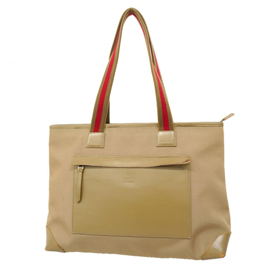 Gucci Khaki Canvas Tote Bag (Pre-Owned)