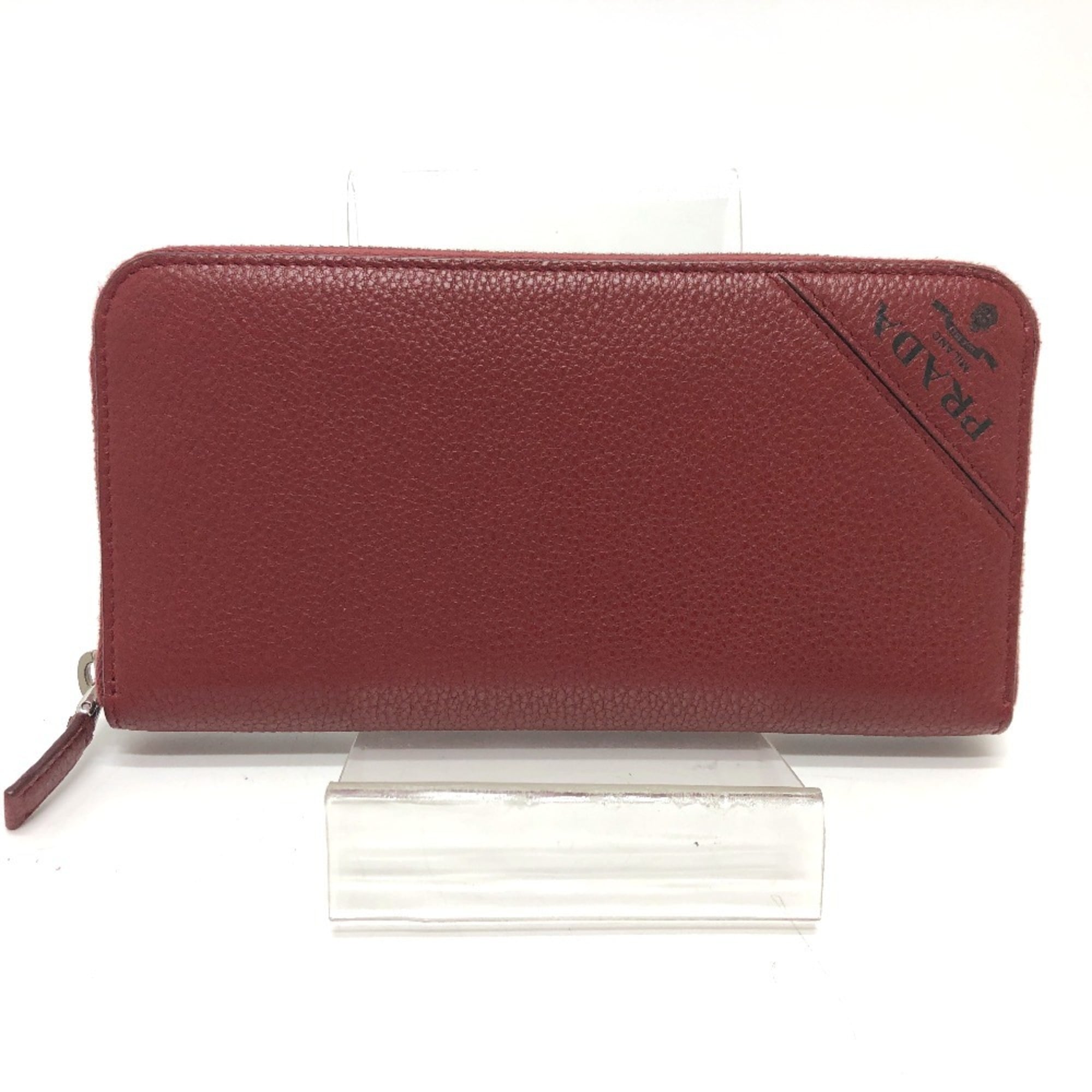 Prada Red Color Leather Long Wallet (Bi-Fold)