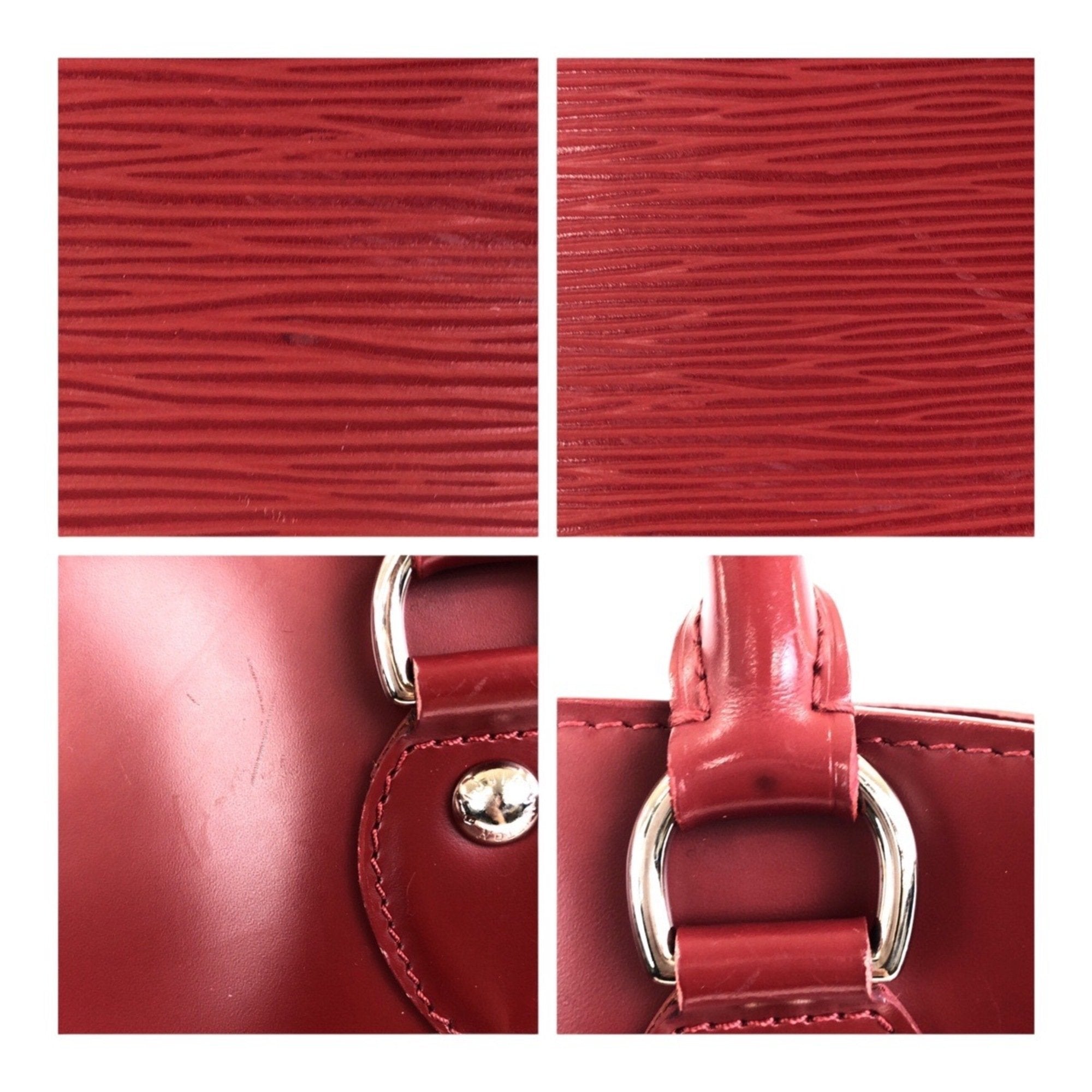 Louis Vuitton Red Color Leather Handbag Tote Bag