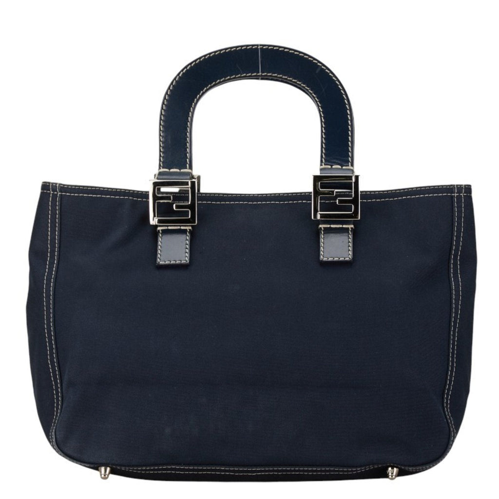 Fendi Navy Canvas Leather Handbag
