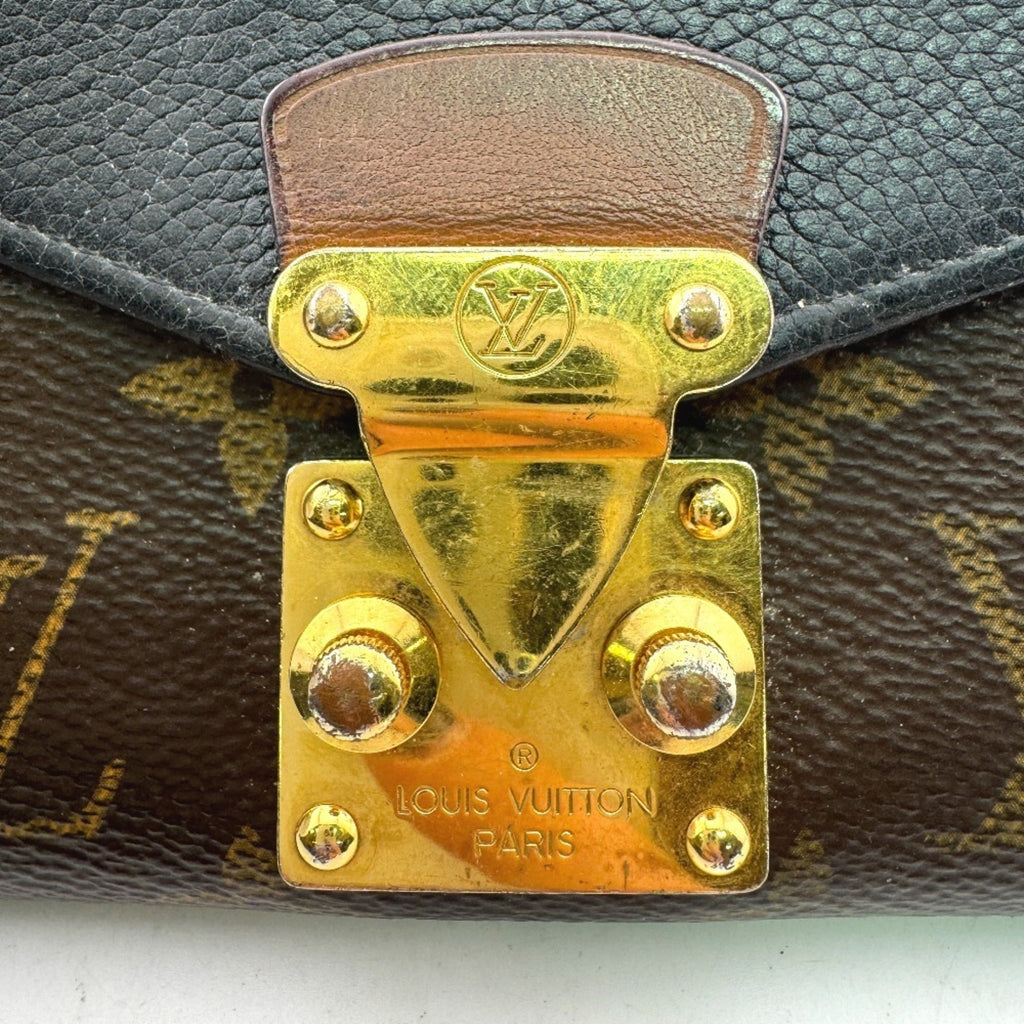 Louis Vuitton Black Brown Monogram Monogram Leather Long Wallet