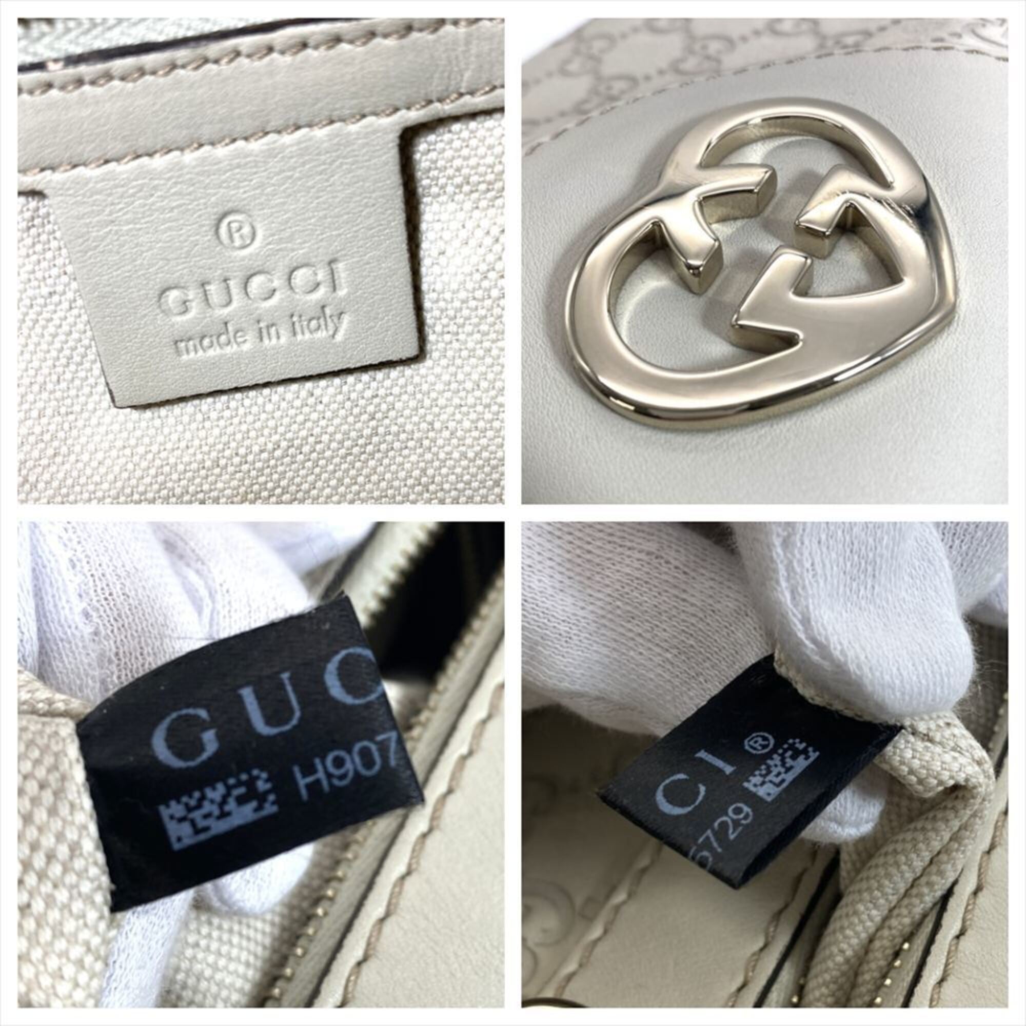 Gucci Beige Gg Leather Boston Bag Handbag (Pre-Owned)