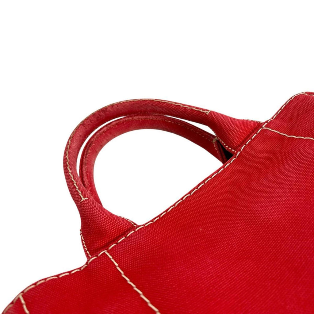 Prada Red Color Canvas Tote Bag