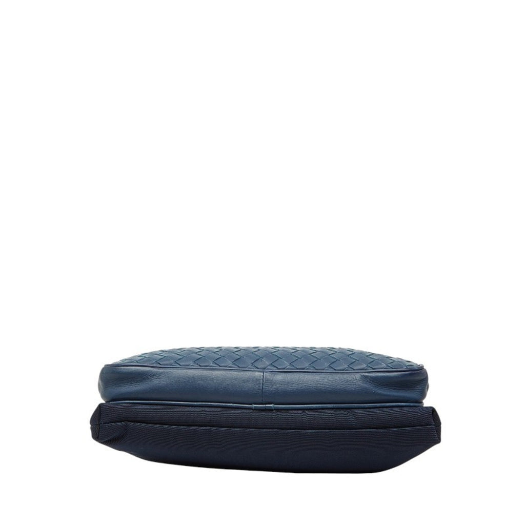 Bottega Veneta Blue Navy Leather Nylon Shoulder Bag