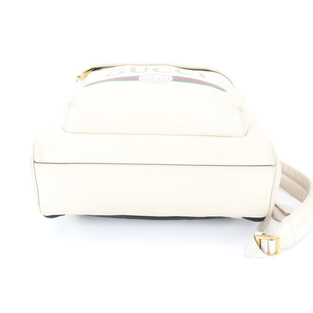 Gucci Black White Leather Backpack Shoulder Bag (Pre-Owned)