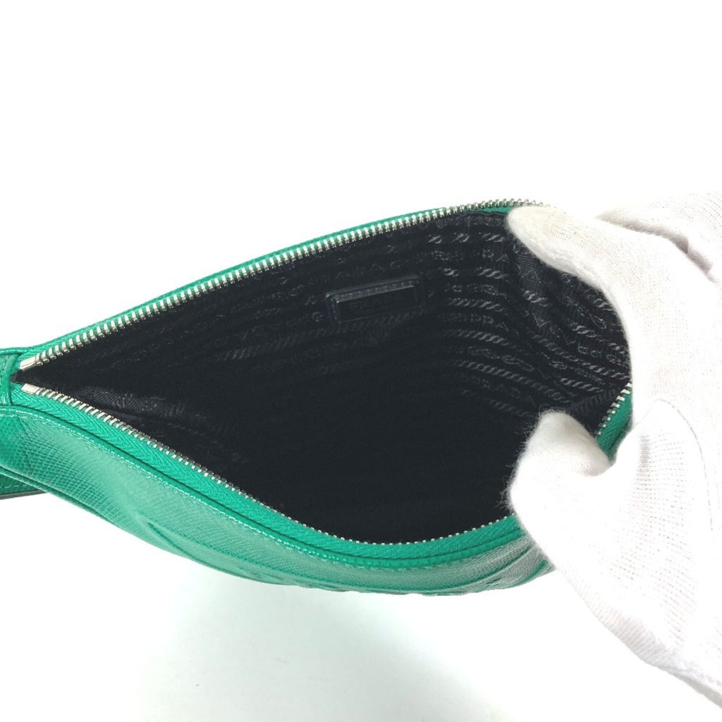 Prada Green Saffiano Triangle Clutch Bag Pouch