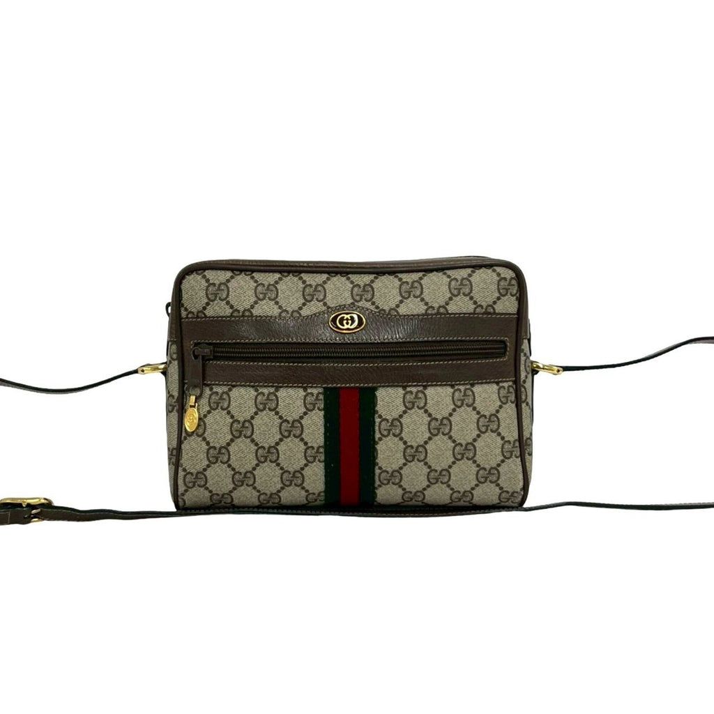 Gucci Brown Green Red Color Pvc Leather Shoulder Bag (Pre-Owned)