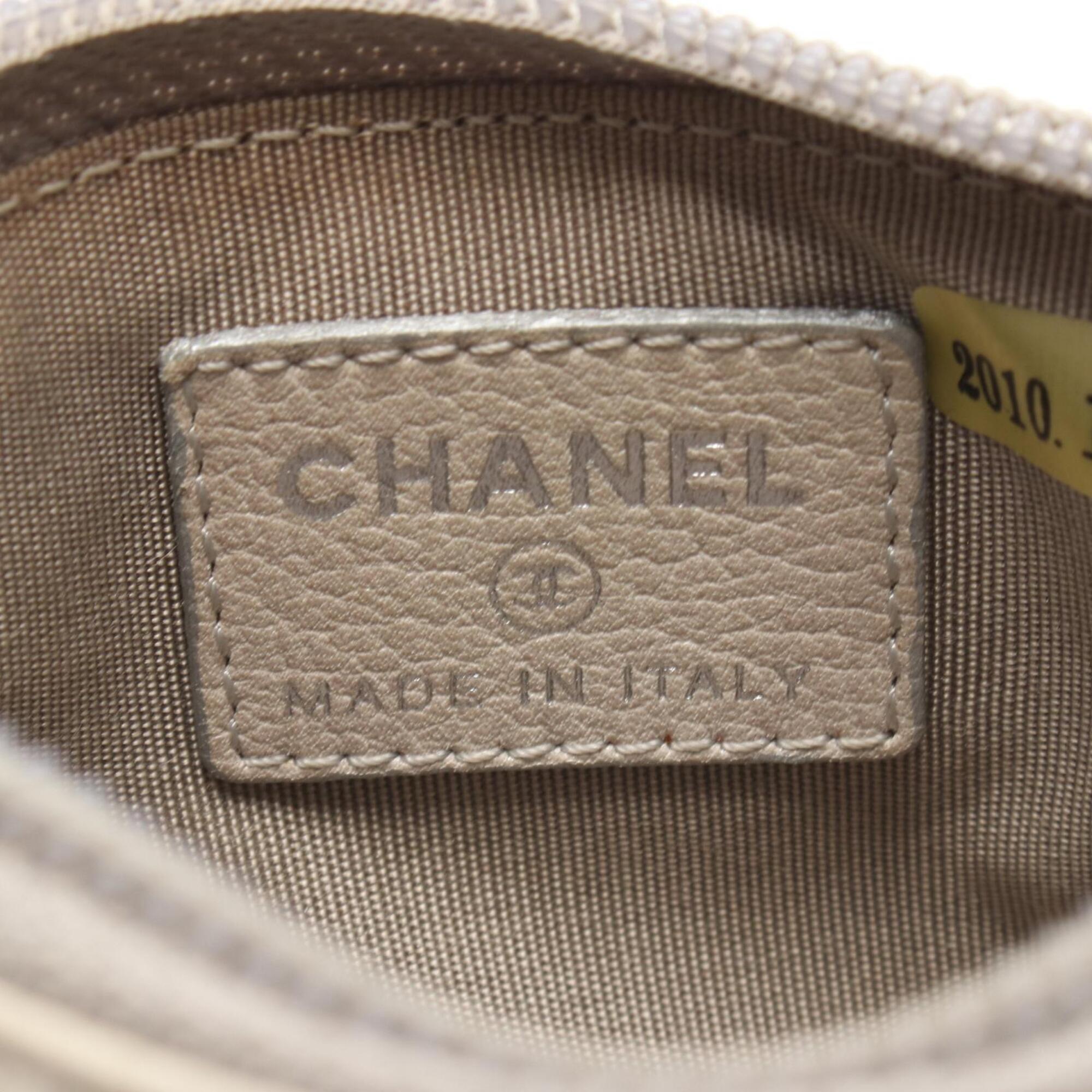 Chanel Silver Leather Coin Purse/Coin Case