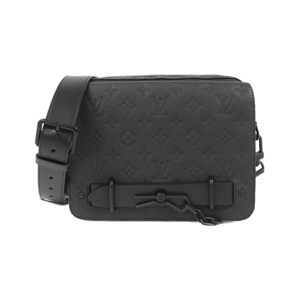 Louis Vuitton Black Leather Messenger Bag Shoulder Bag