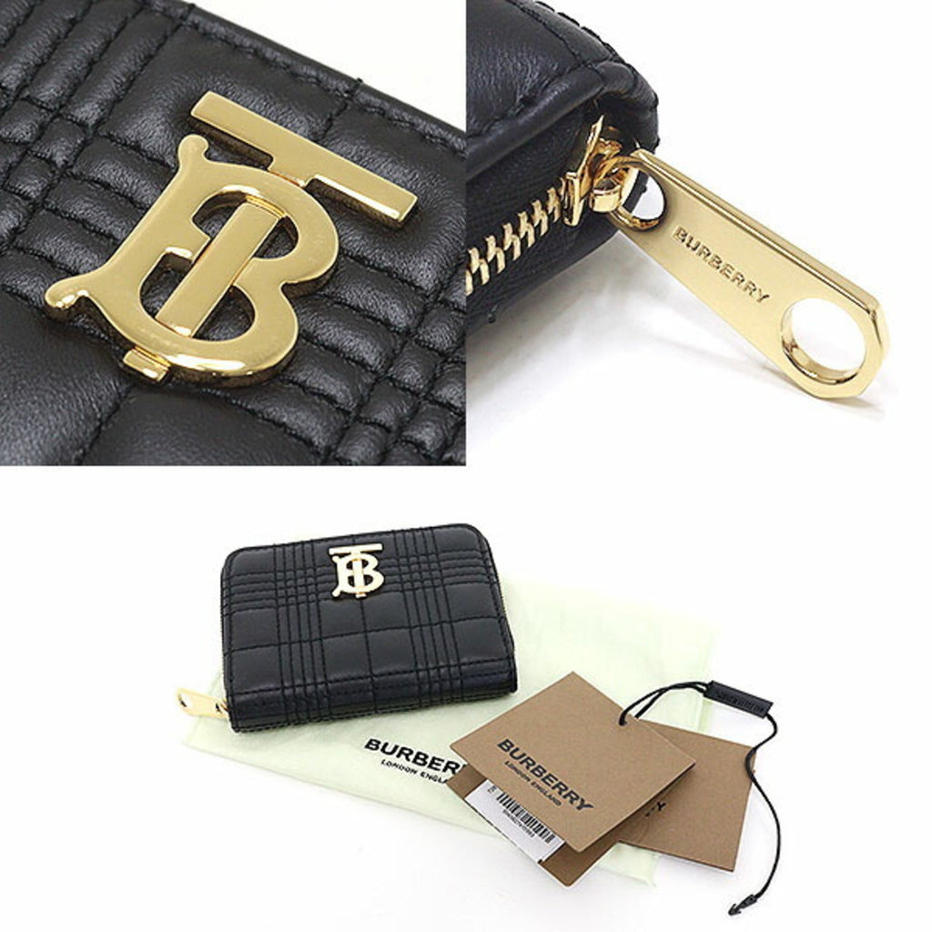 Burberry Black Pink White Yellow Quilting Leather Wallet (Bi-Fold)