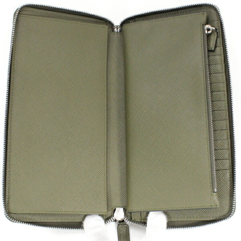 Prada Khaki Saffiano Long Wallet (Bi-Fold)