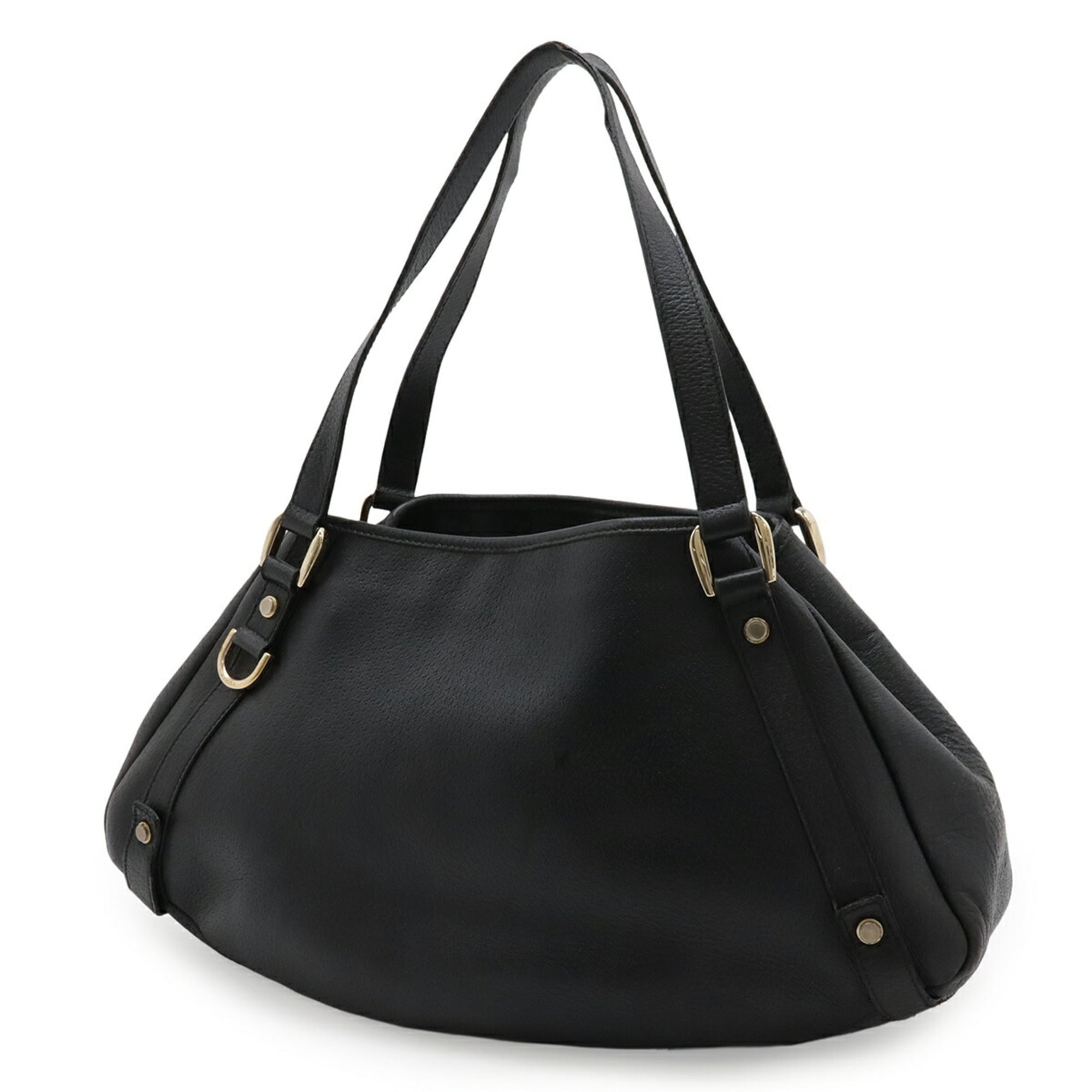 Gucci Abbey Black Leather Shoulder Bag Tote Bag (Pre-Owned)