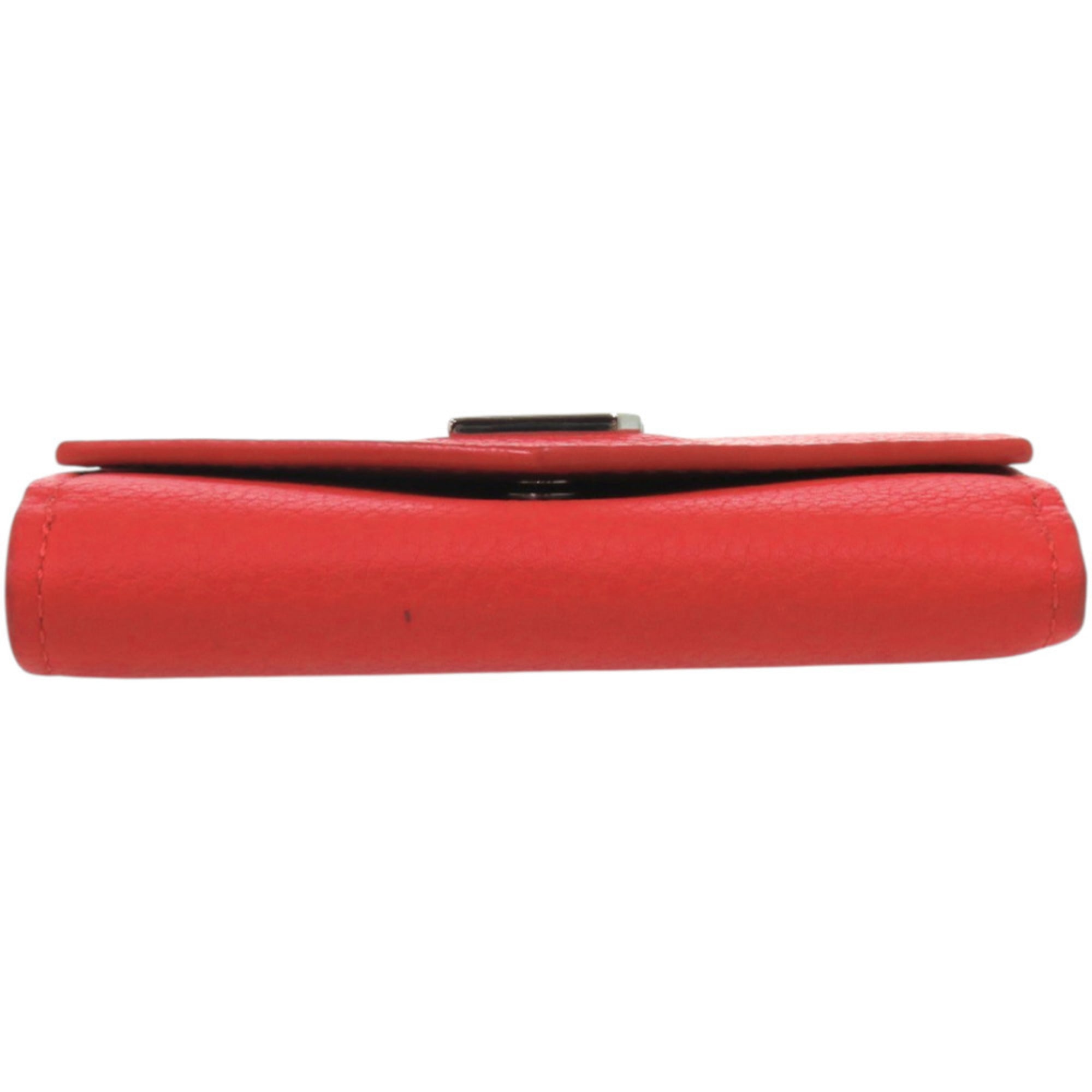 Louis Vuitton Red Color Leather Wallet (Tri-Fold)