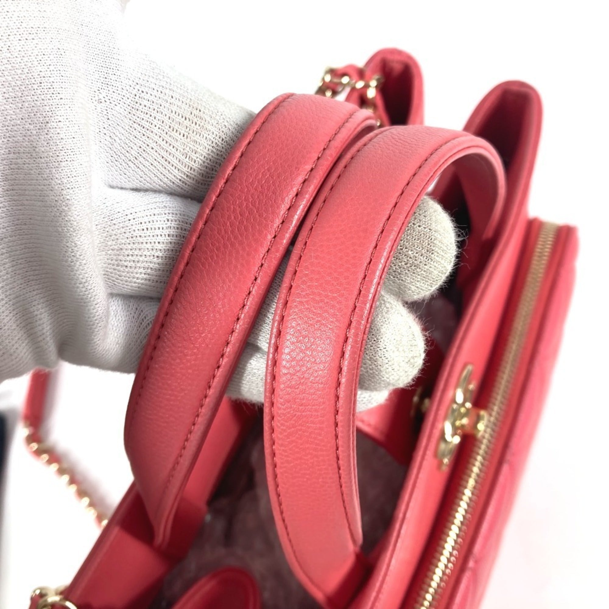 Chanel Pink Grained Calfskin Shoulder Bag Tote Bag
