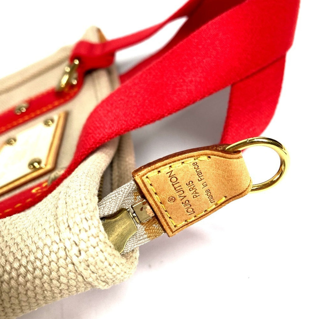 Louis Vuitton Beige Red Color Canvas Handbag Tote Bag