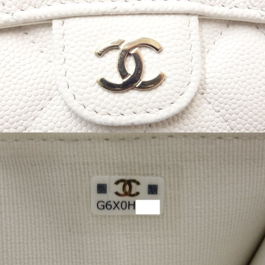 Chanel White Grained Calfskin Wallet (Tri-Fold)