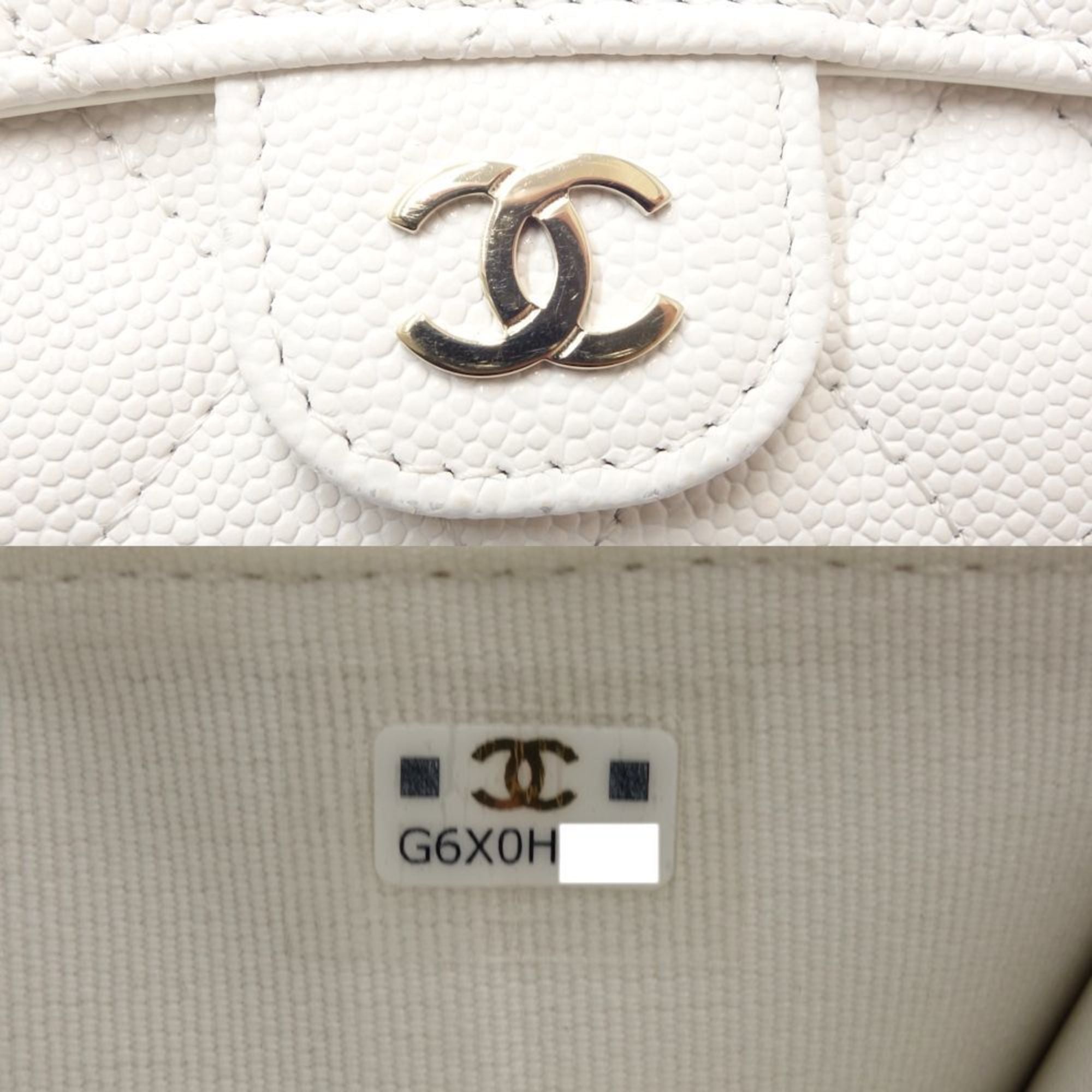 Chanel White Grained Calfskin Wallet (Tri-Fold)