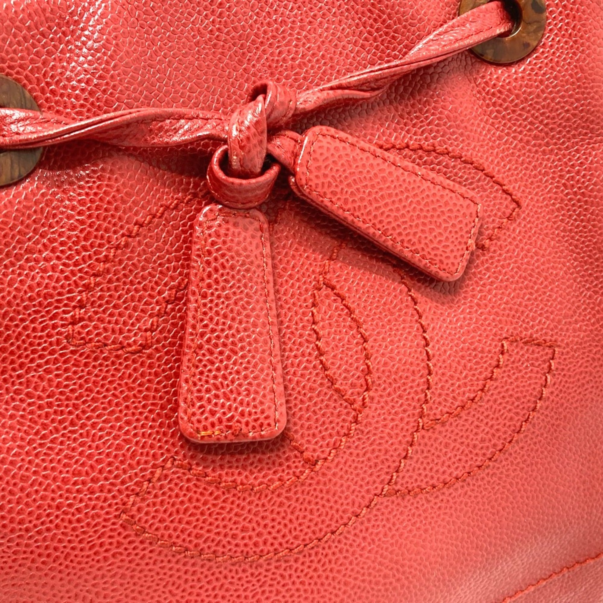 Chanel Red Leather Tote Bag