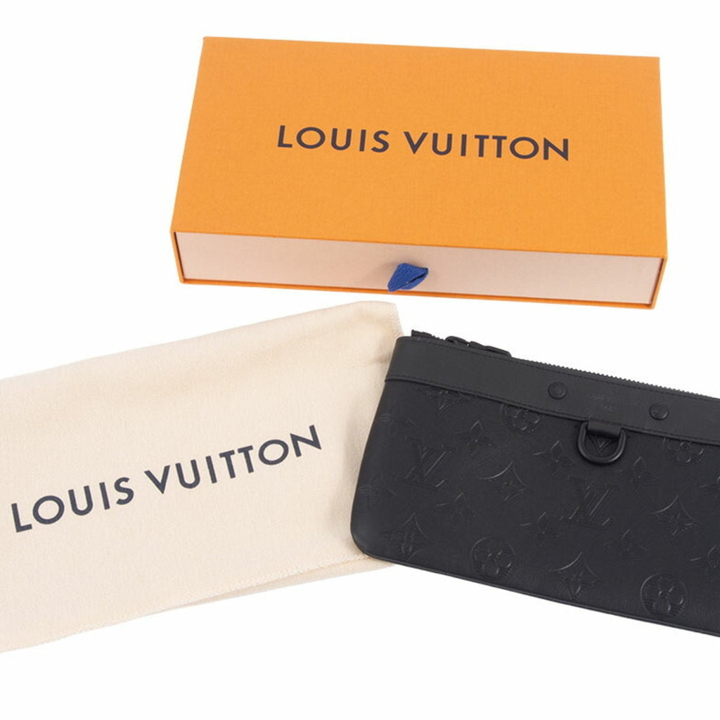 Louis Vuitton Black Monogram Shadow Clutch Bag Pochette