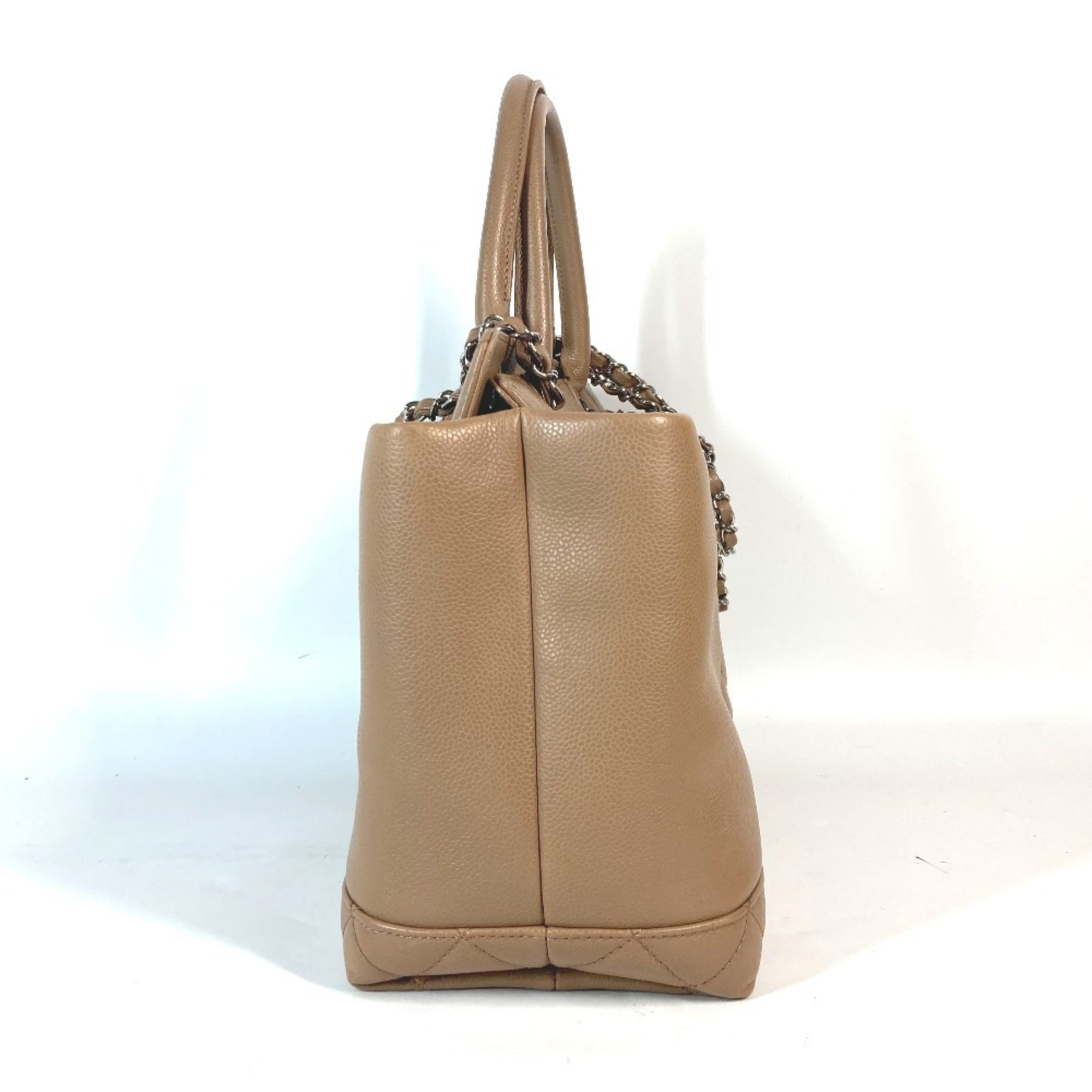 Chanel Beige Grained Calfskin Shoulder Bag Tote Bag