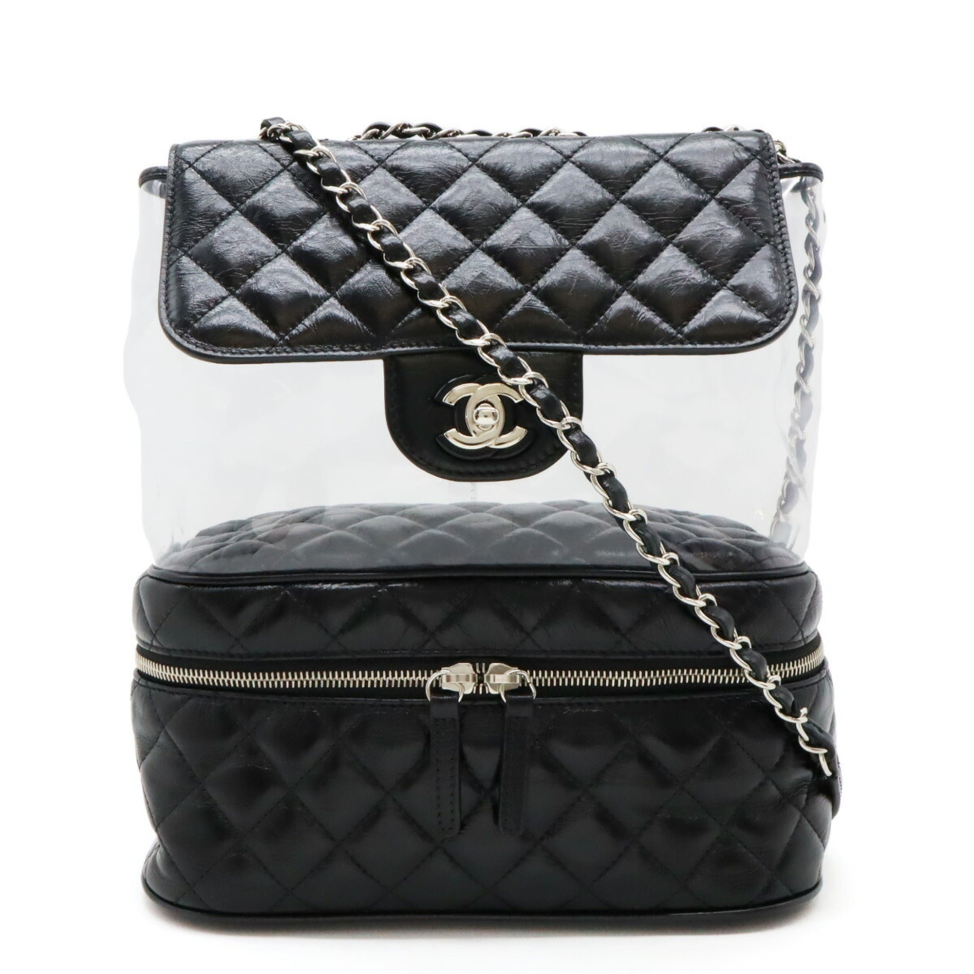 Chanel Black Vinyl Leather Shoulder Bag