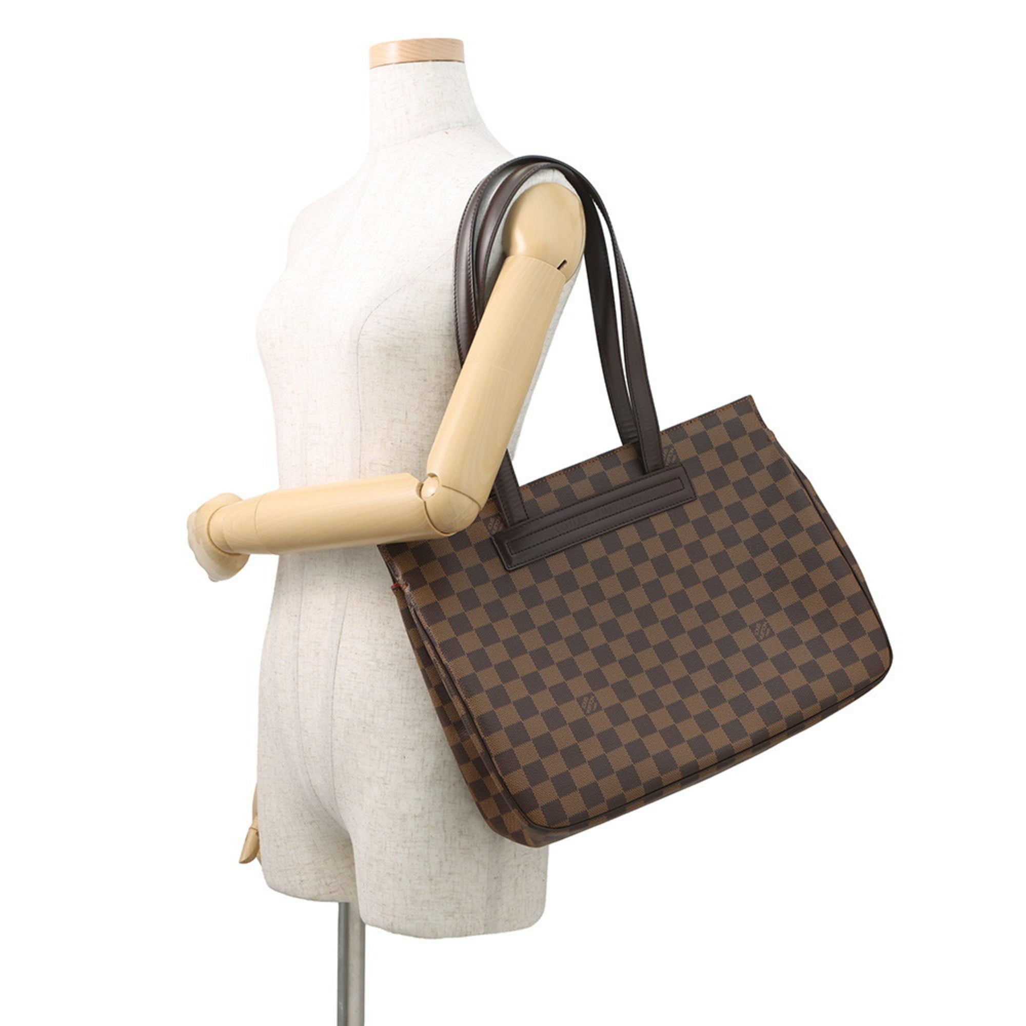Louis Vuitton Damier Damier Canvas Ebene Red Color Shoulder Bag Tote Bag