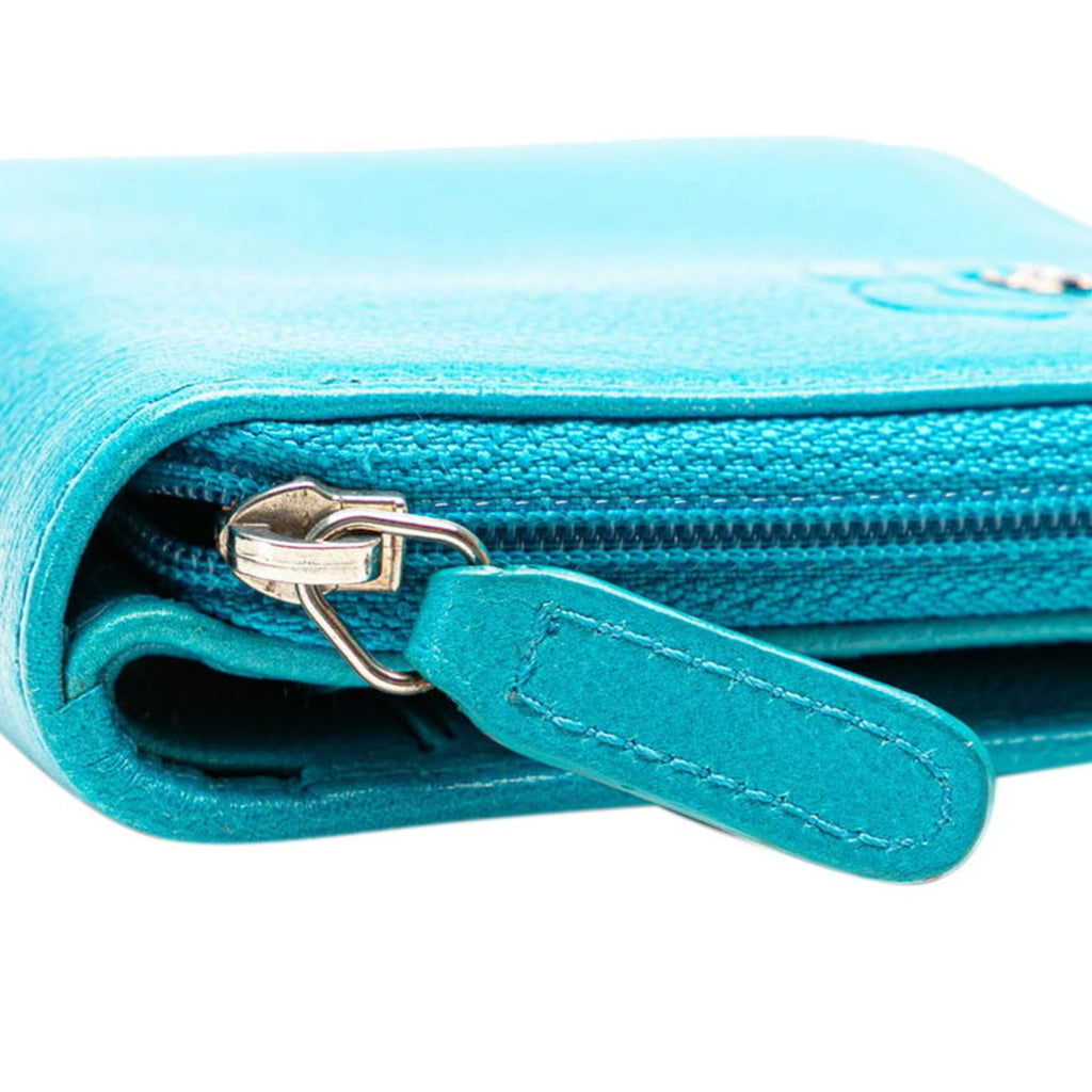 Chanel Light Blue Leather Wallet (Bi-Fold)