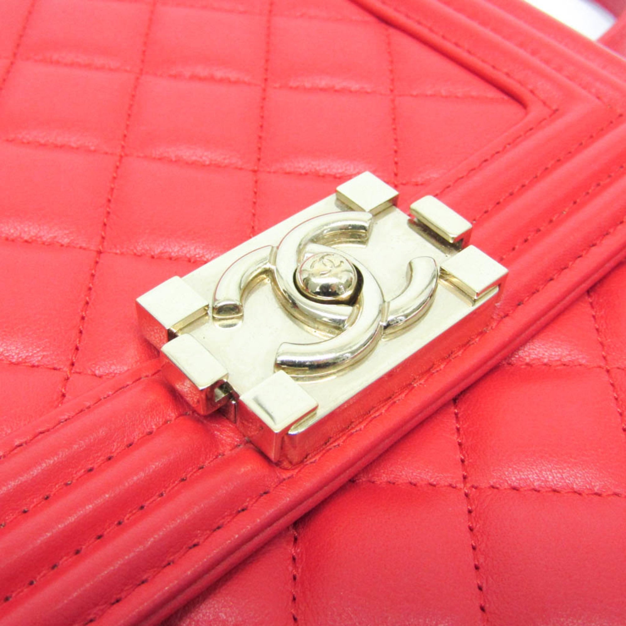 Chanel Boy Chanel Red Color Leather Shoulder Bag