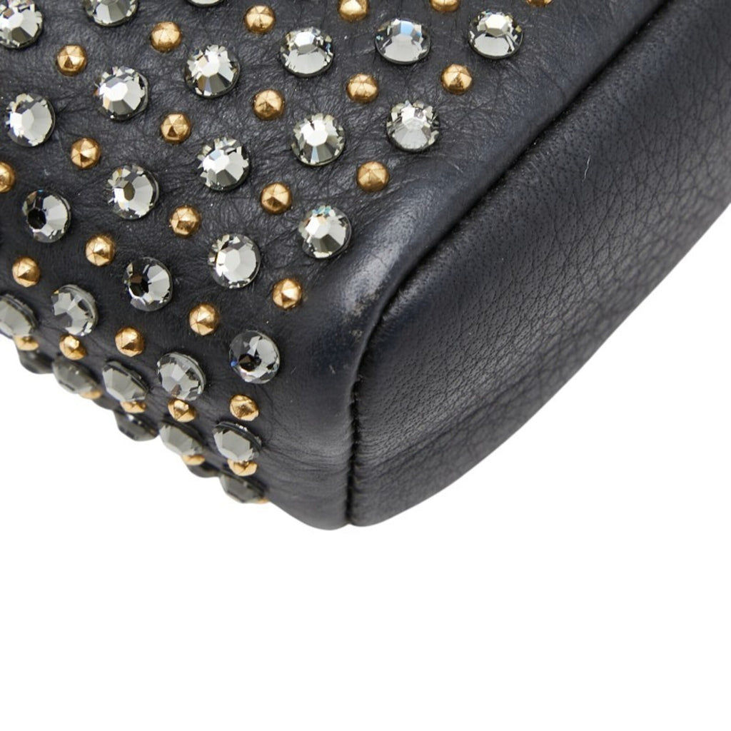 Chanel Black Leather Rhinestone Handbag