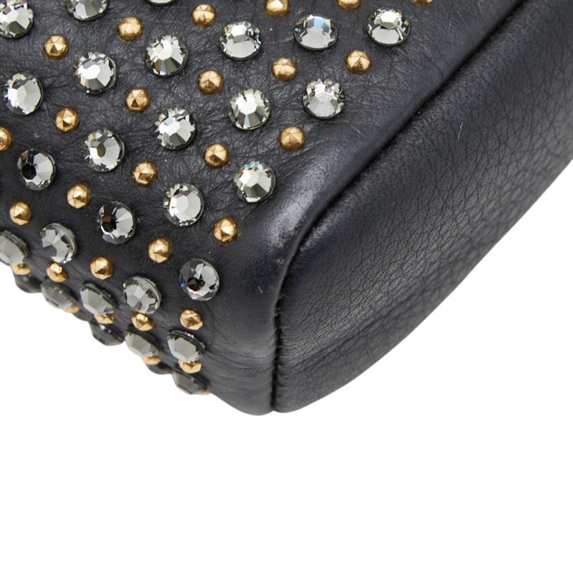 Chanel Black Leather Rhinestone Handbag