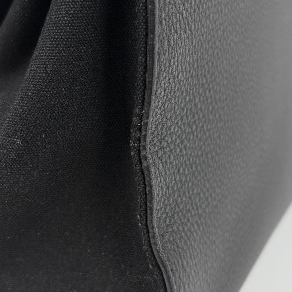 Saint Laurent Black Leather Canvas Handbag (Pre-Owned)