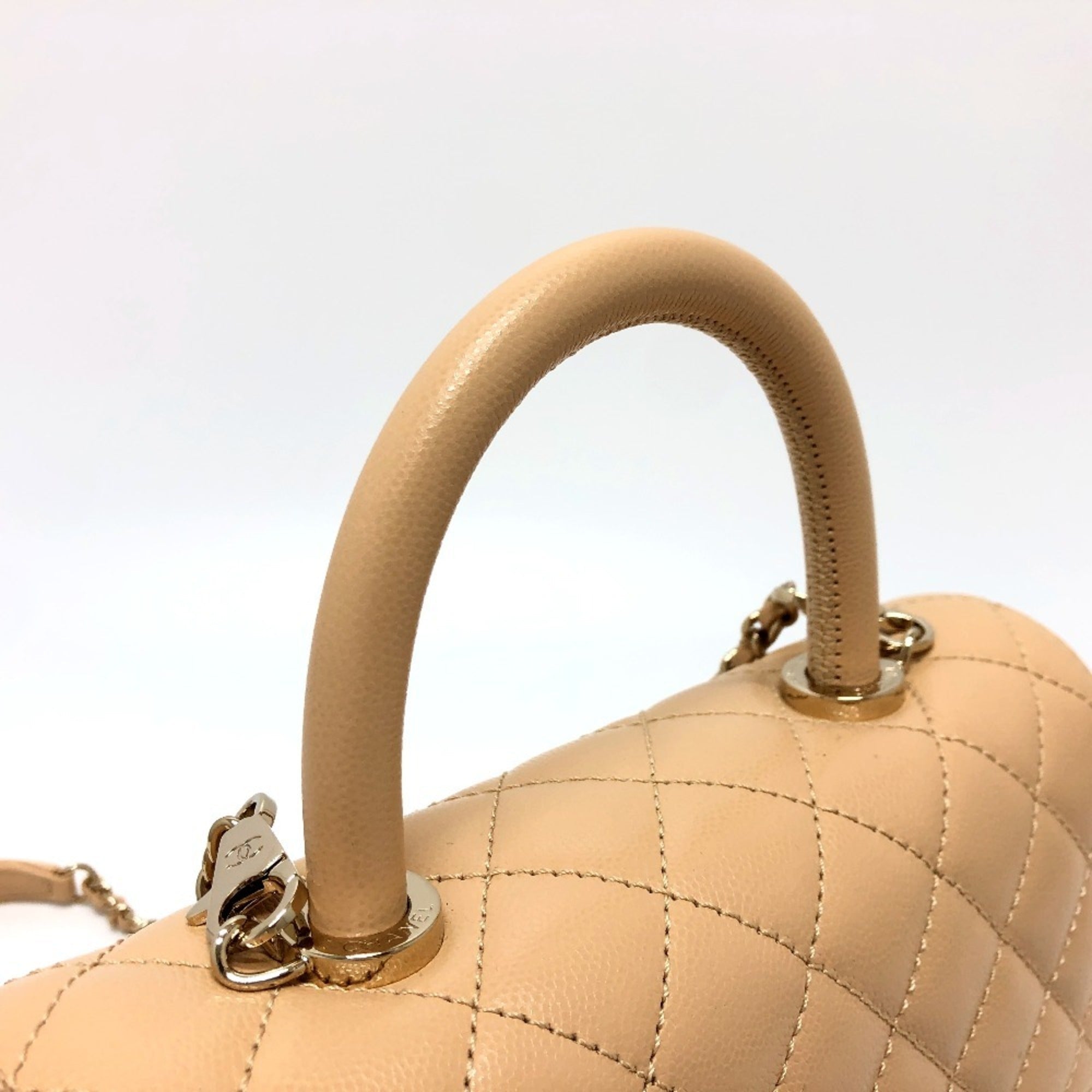 Chanel Beige Grained Calfskin Handbag Shoulder Bag