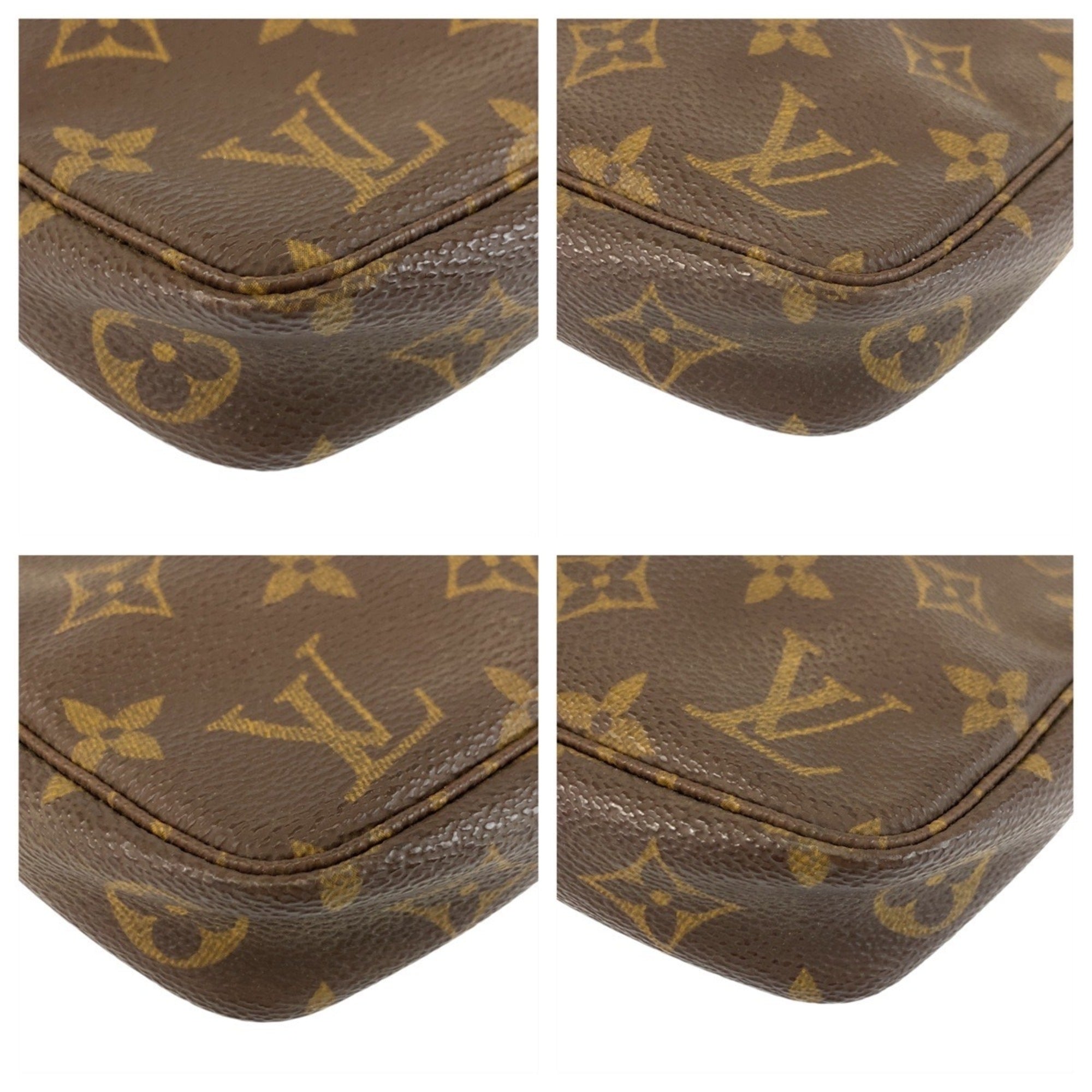 Louis Vuitton Brown Pvc Leather Handbag Pochette Pouch