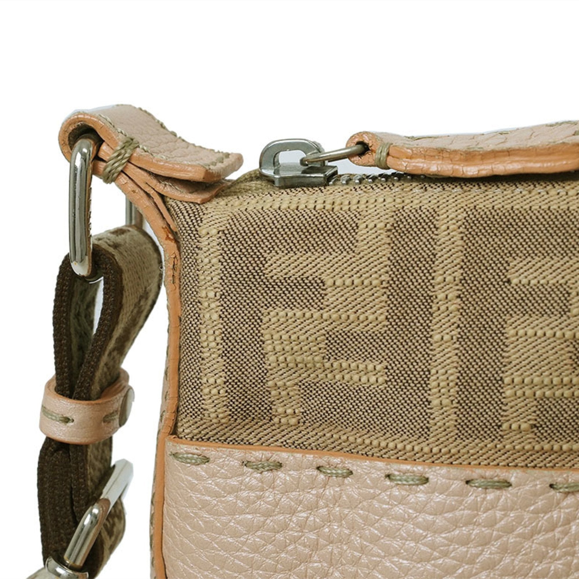 Fendi Selleria Pink Canvas Shoulder Bag